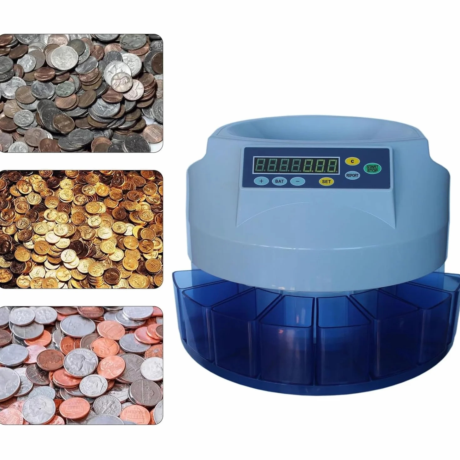 Macchina selezionatrice di monete, contatore di monete elettrico con display, 200 monete/min, autocontrollo dei guasti, design durevole, smistamento preimpostato per aziende e supermercati