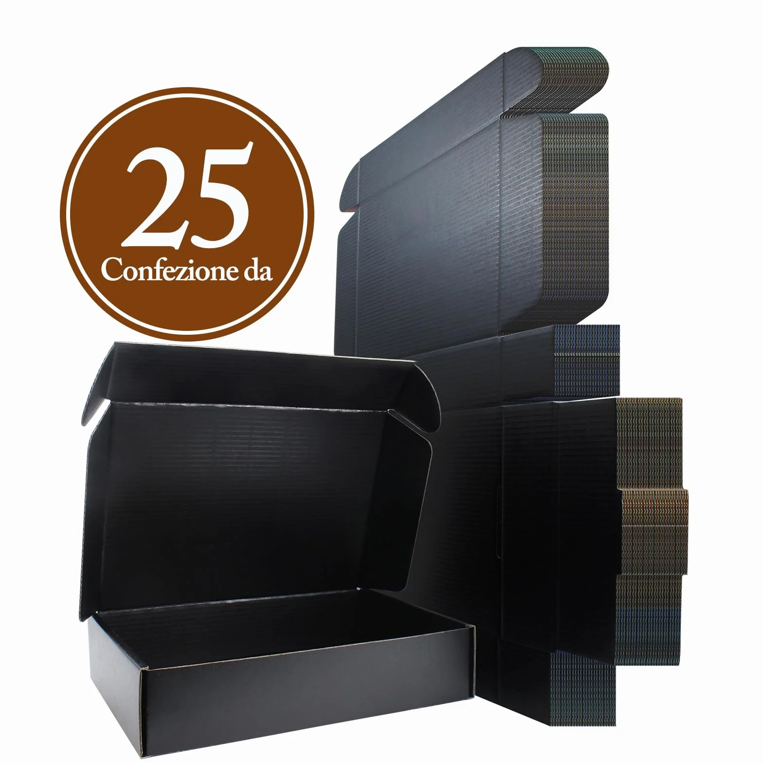 20 x 14 x 4 cm Scatola postale pieghevole nera – cartone riciclabile – nero dentro e fuori – per gioielli, cioccolatini, hobby creativi e regali – confezione da 25