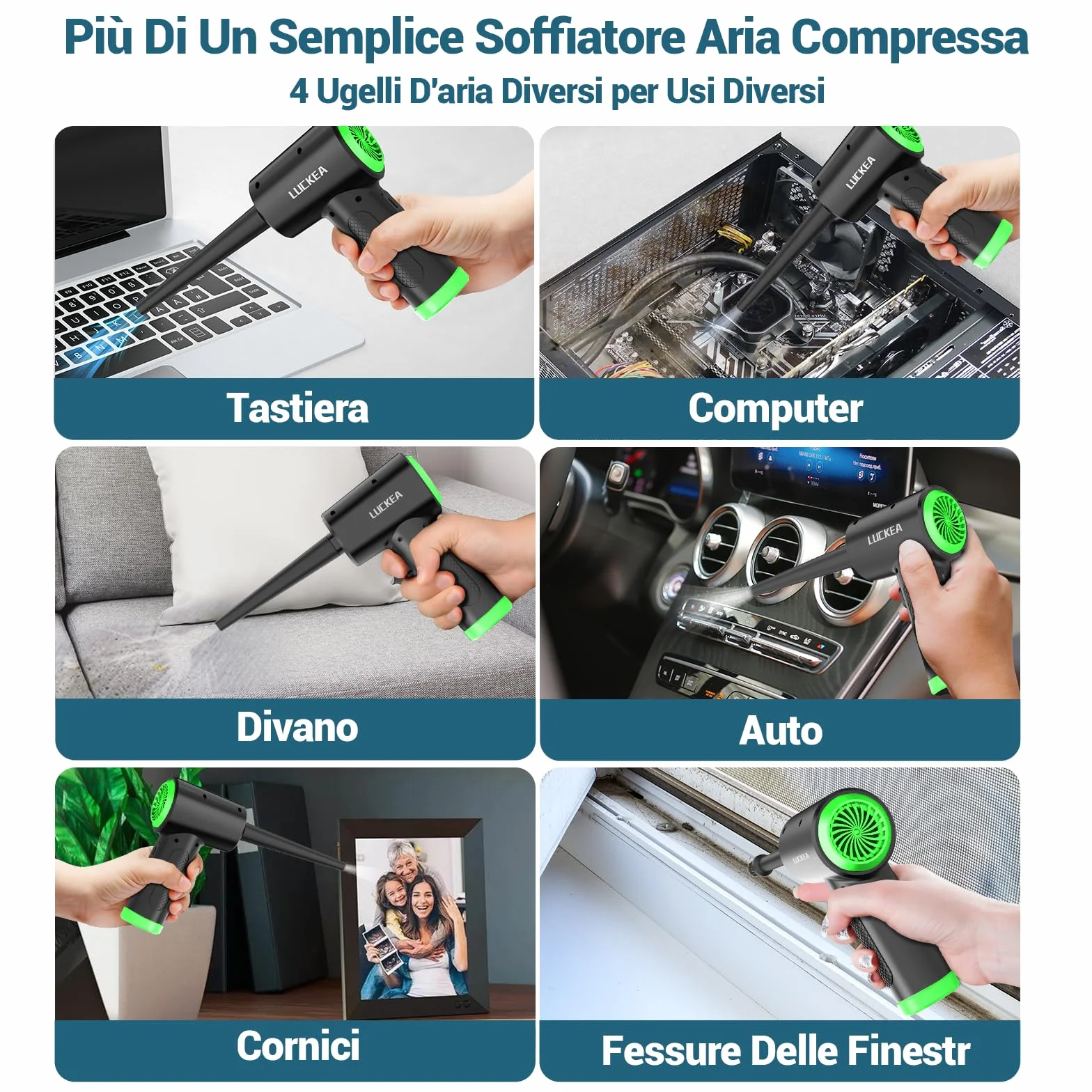 Soffiatore PC Aria Compressa Pulizia PC - Air Duster Depolveratore Elettrico per PC, 6000 mAh Batteria Soffiatore Aria Compressa per Tastiera, Elettronica, Bomba Aria Secca Pulizia PC