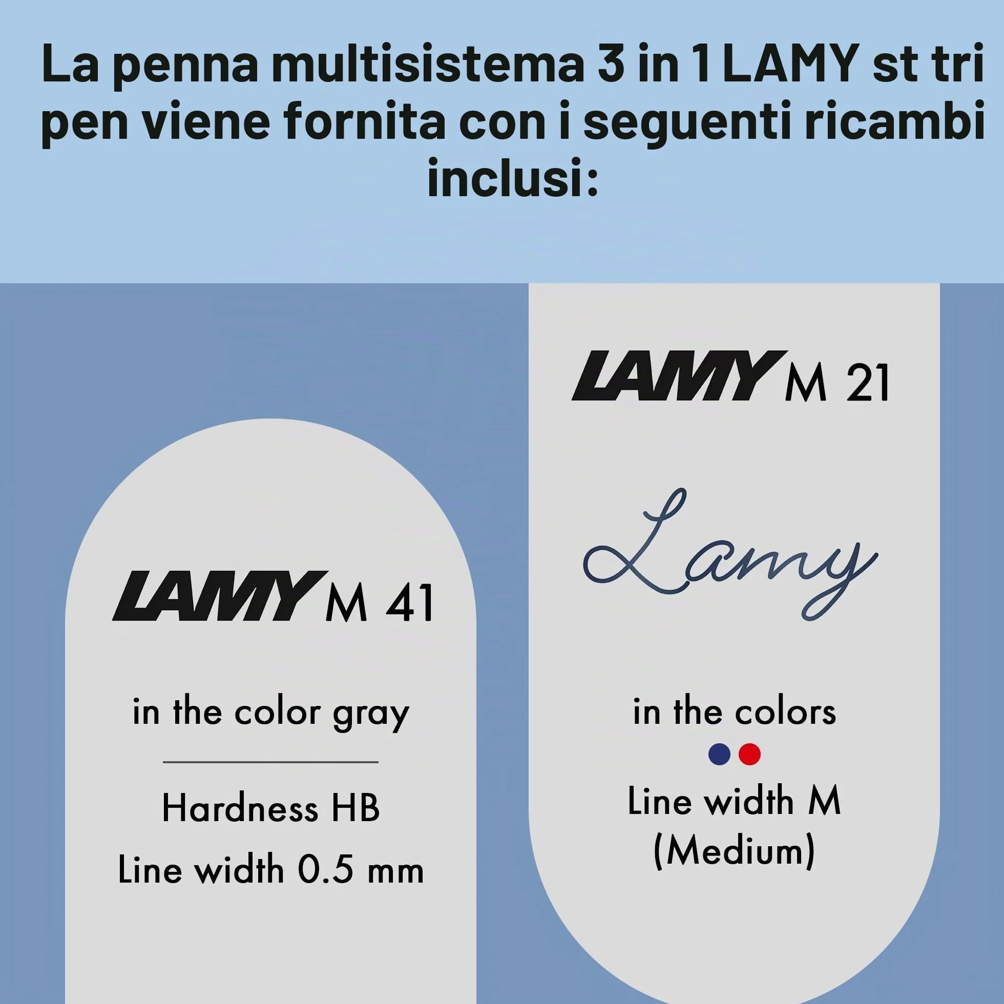 Lamy st black tri pen in accaio inossidabile – sottile portamina e penna a sfera in un unico prodotto – ricarica per penna a sfera M 21 in blu e rosso e per portamina M 41 a tratto fine (0,5 mm)