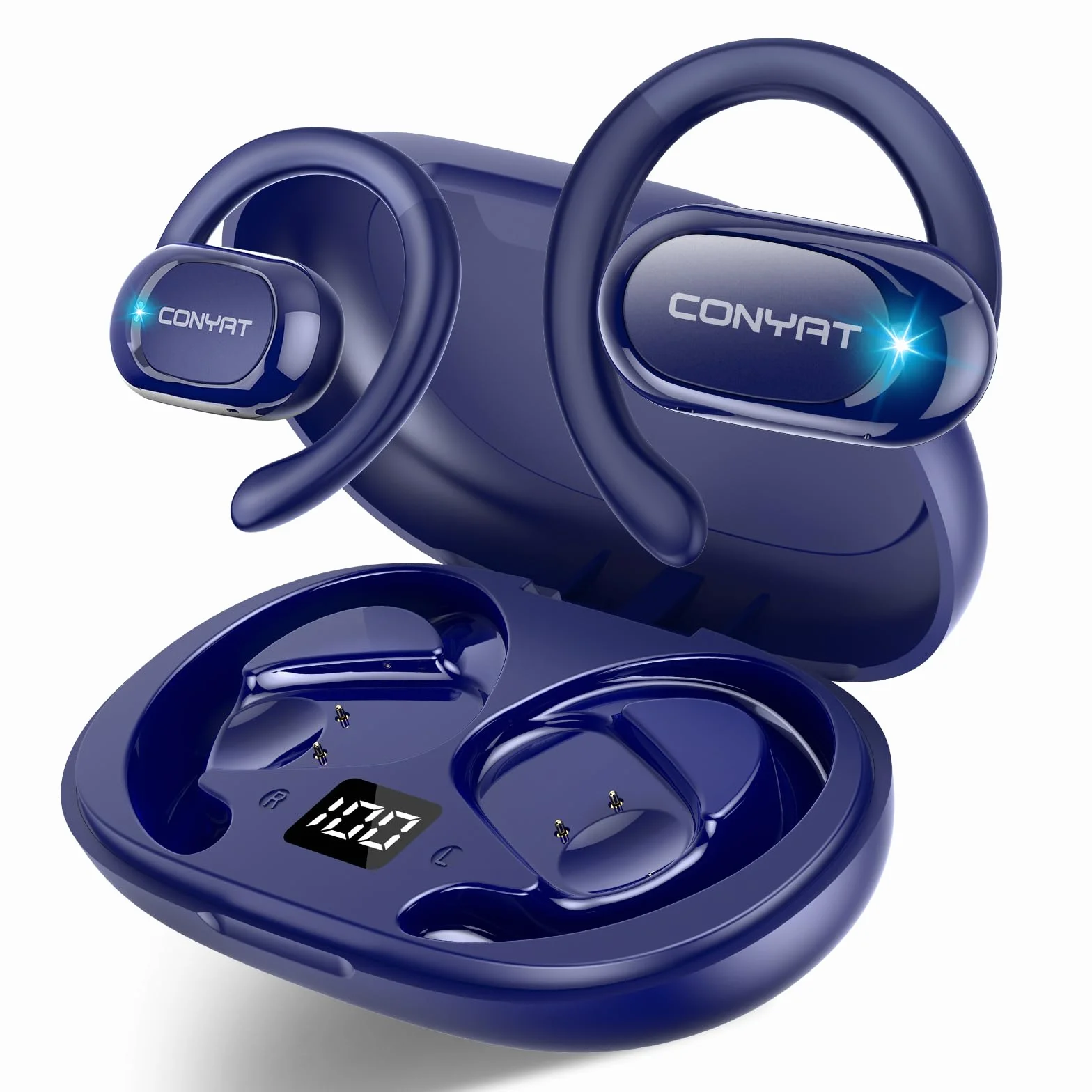 AI Cuffie Traduzione, Bluetooth 5.4 Auricolari traduttori in Tempo reale con 164 Lingue, 58 Ore Open-Ear Cuffie Traduttore Simultaneo Vocale con 7 Modalità per Viaggi, Studio, Affari, Blu