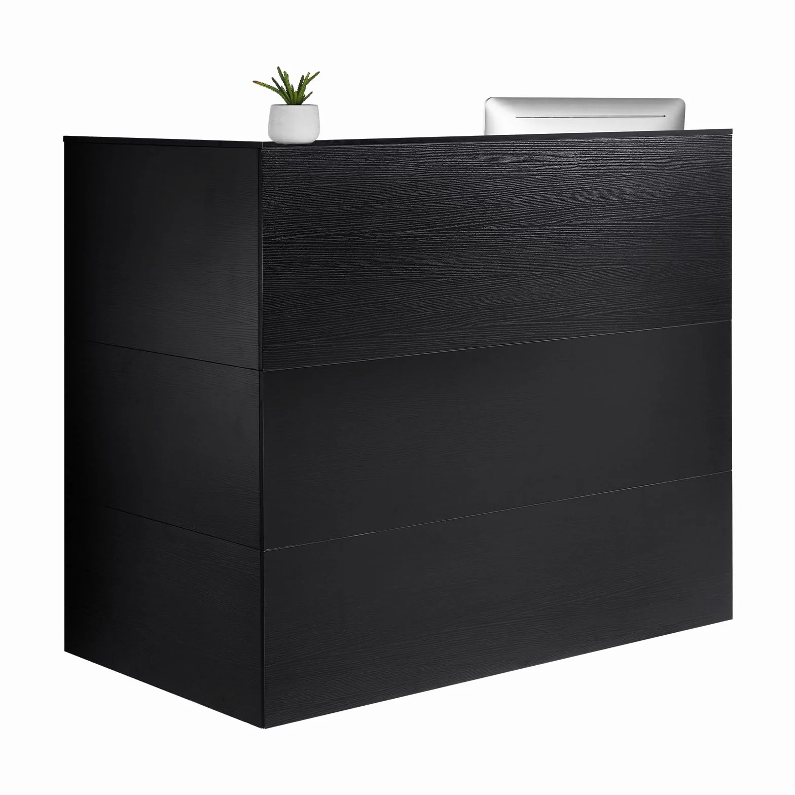 VEVOR Banco Reception 1600 x 600 x 1110 mm Tavolo da Banco Rettangolare, Tavolo di Vendita per Ufficio con Luce a LED, per Registratori di Cassa, Hall, Saloni di Bellezza e Uffici, Nero e Marrone