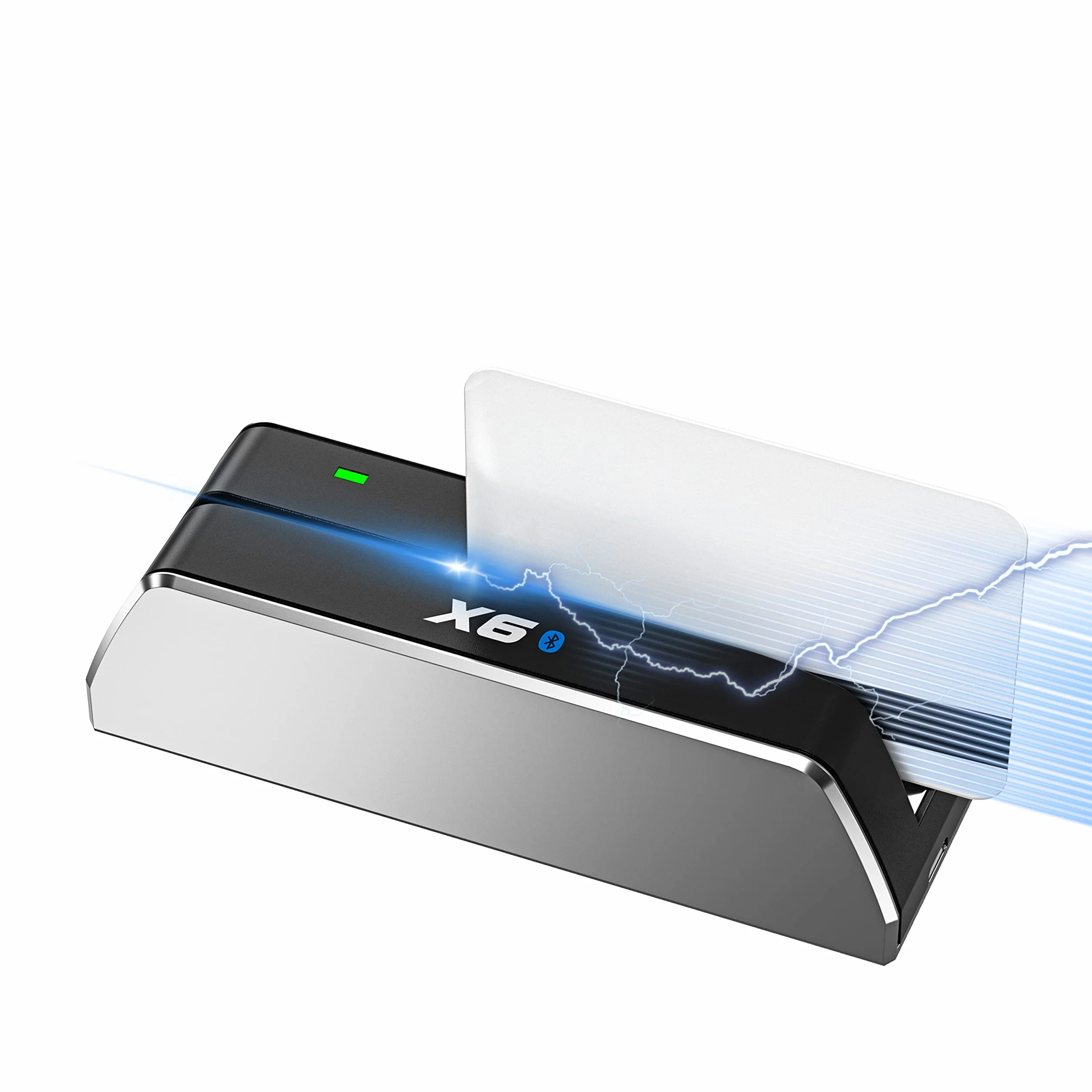 Lettore di Carte Bluetooth Portatile, Lettore di Carte MSR 605/606, Terminale Carte a Banda Magnetica USB per Mac/Windows Magnetiche con Banda Magnetica e Codificatore a 3 Tracce - Argento