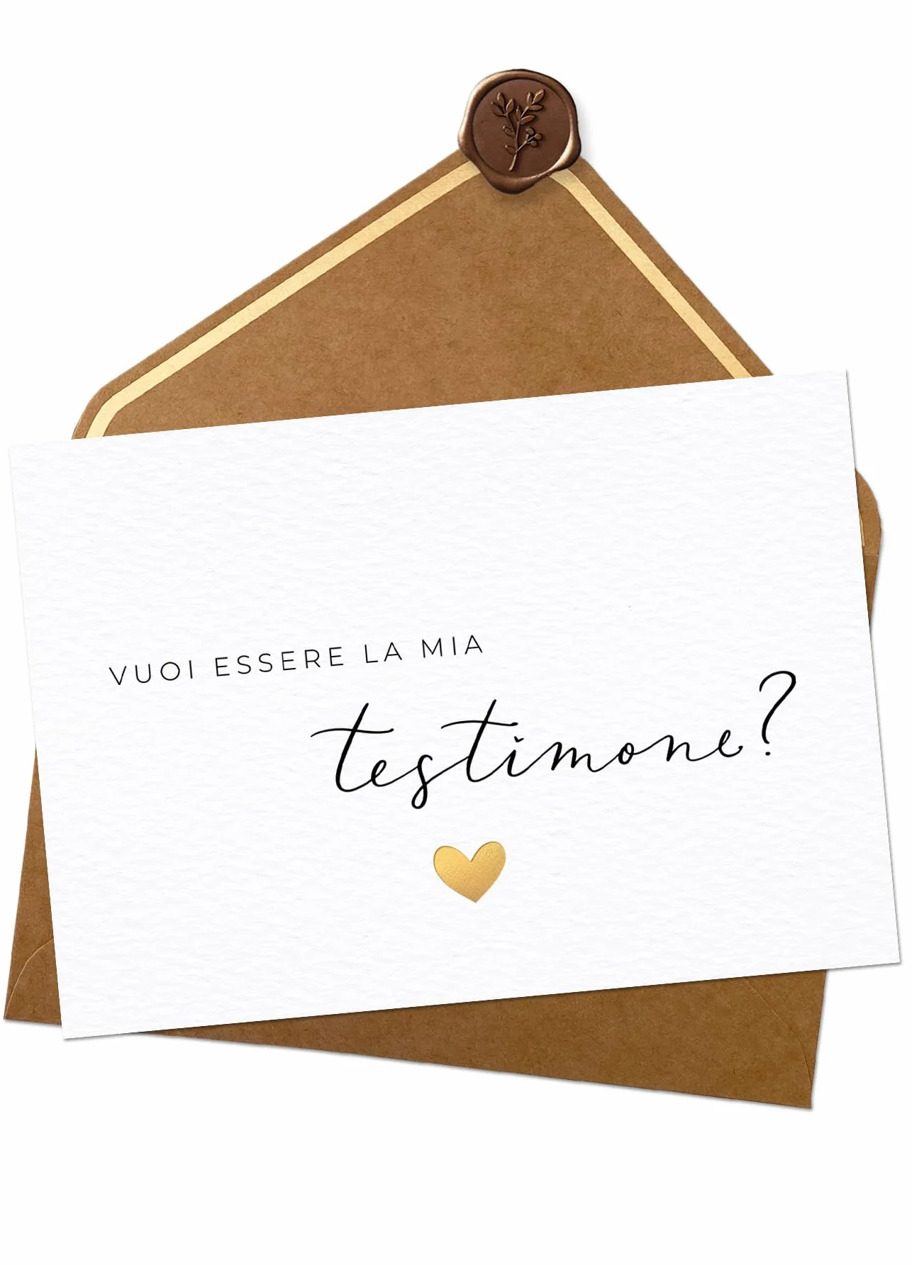 Joli Coon - Vuoi essere la mia testimone carta con busta e sigillo in ceralacca - Mia testimone di nozze proposta