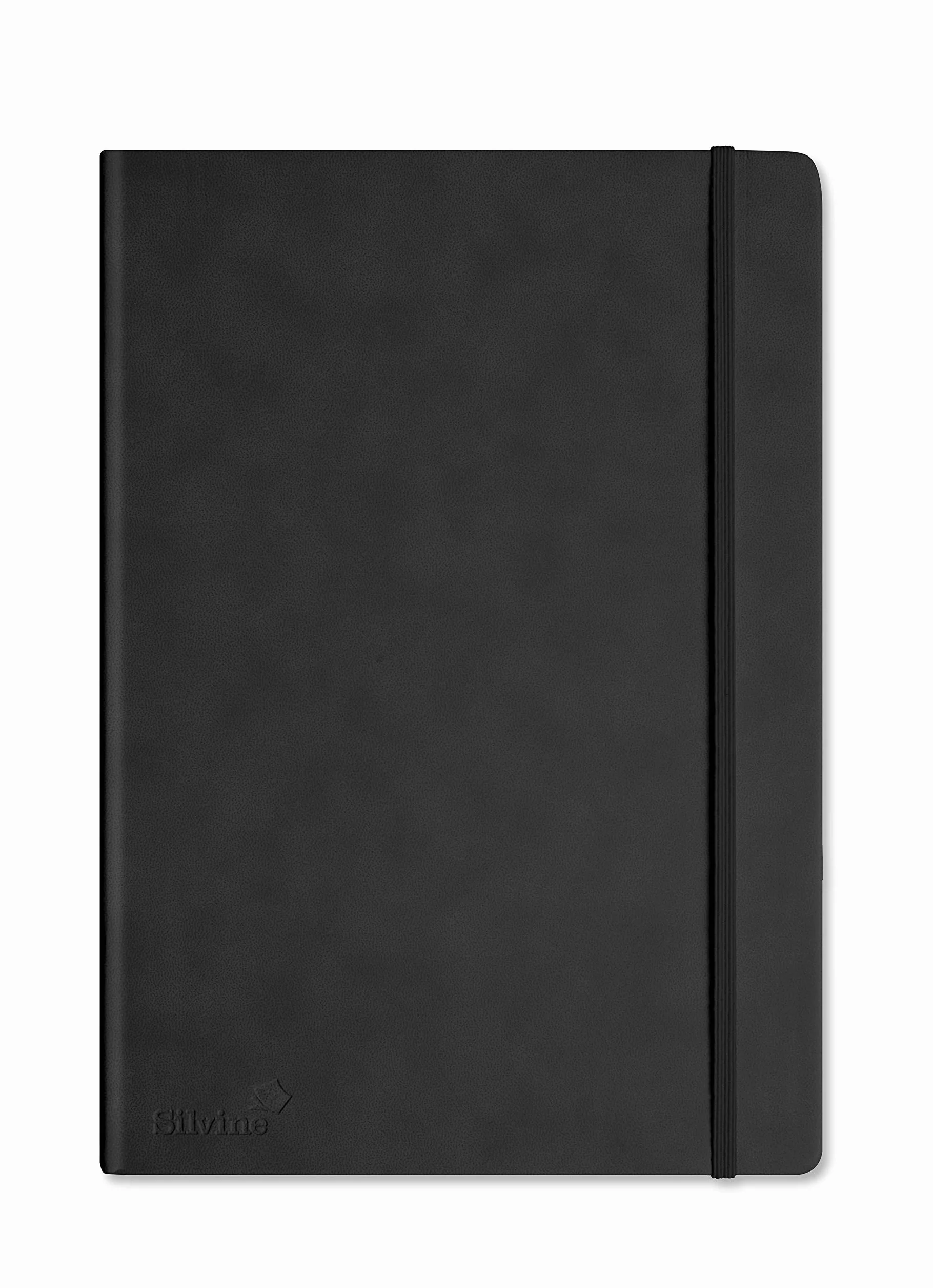Silvine Executive Soft Feel Notebook A4 Ruled 160pp 90gsm Black Ref 198BK