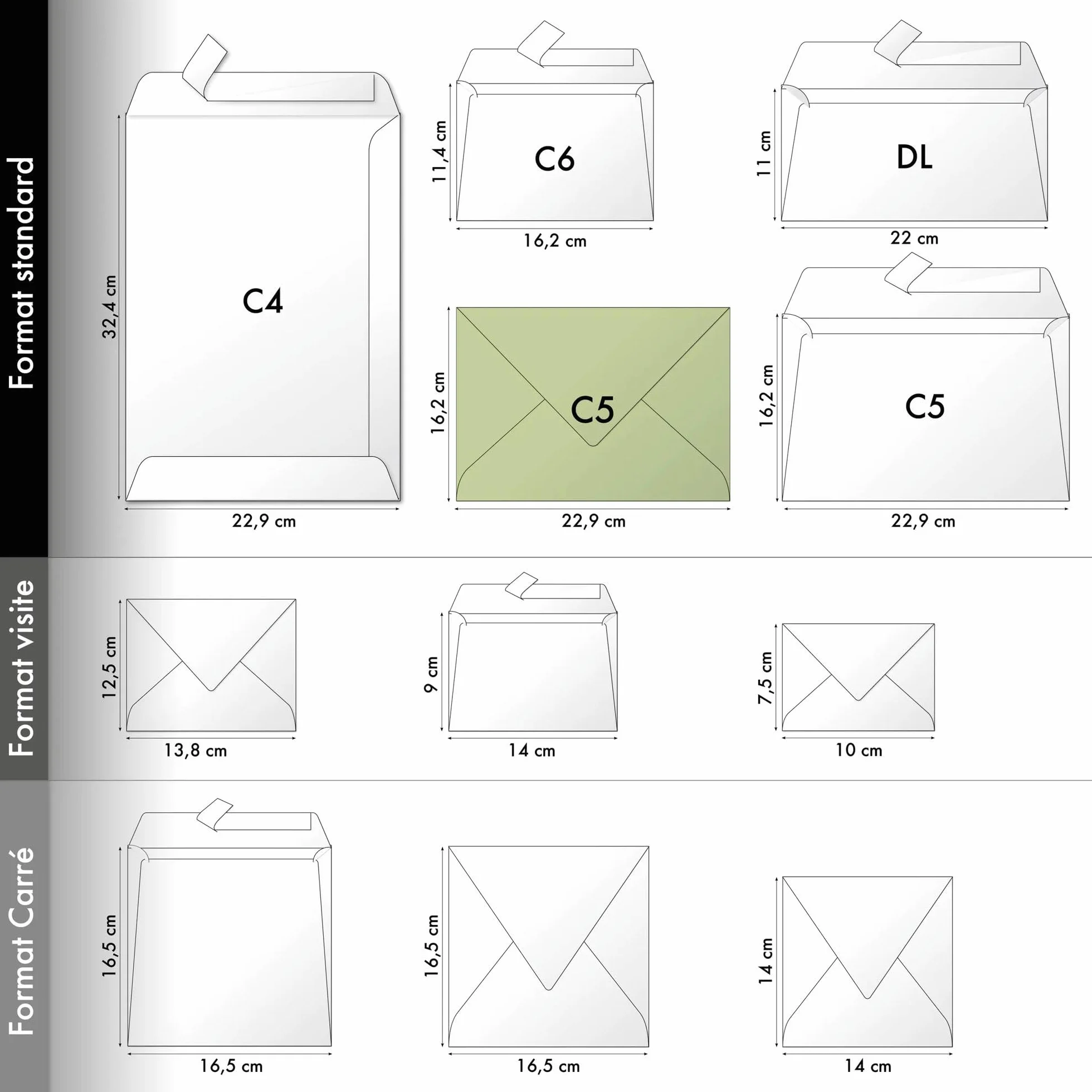 Clairefontaine 5562C Buste gommate C5 16,2x22,9cm 120g/m² Giallo sole Pacco da 20