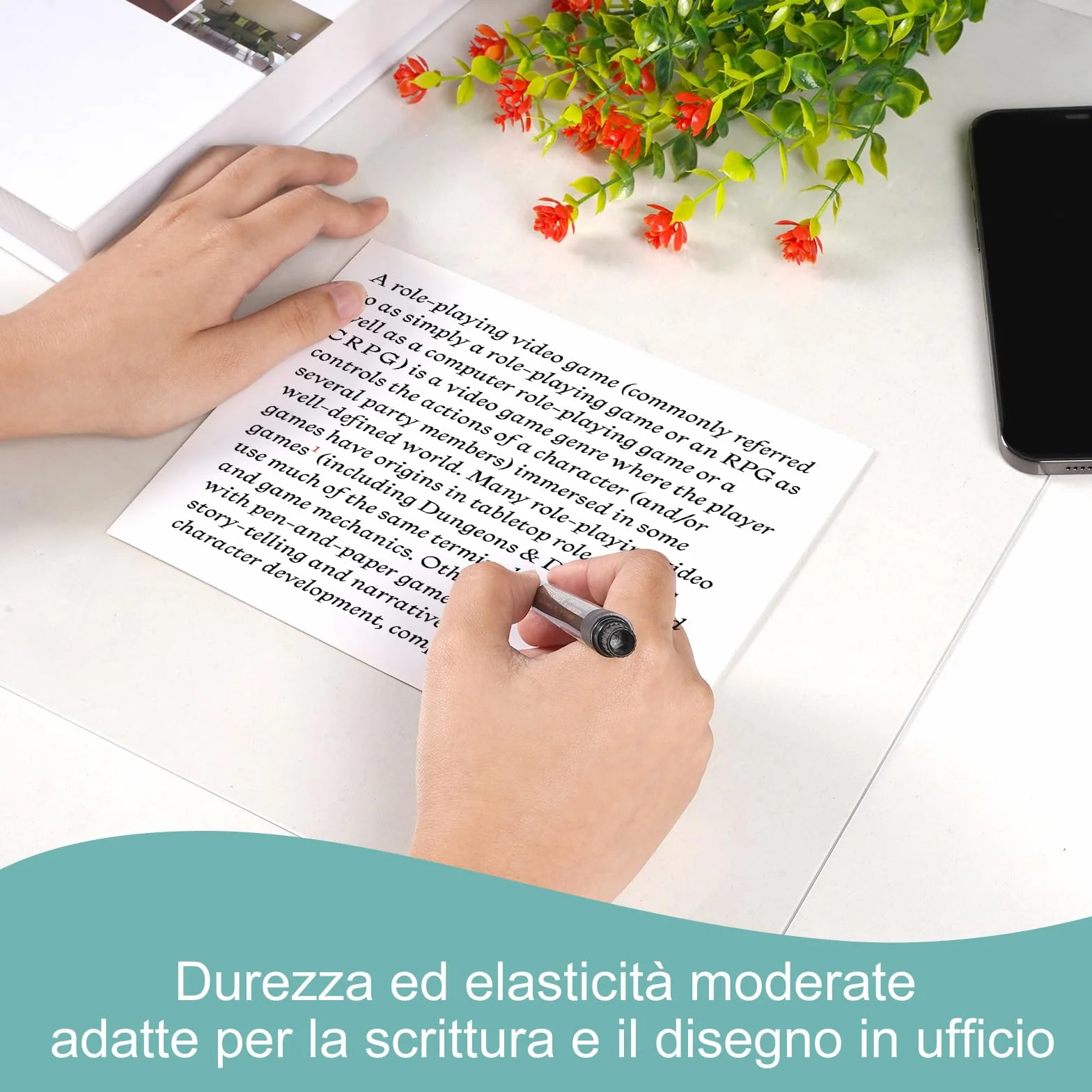 Dreamil Sottomano da scrivania trasparente in PVC 100 x 50 cm impermeabile con angoli arrotondati