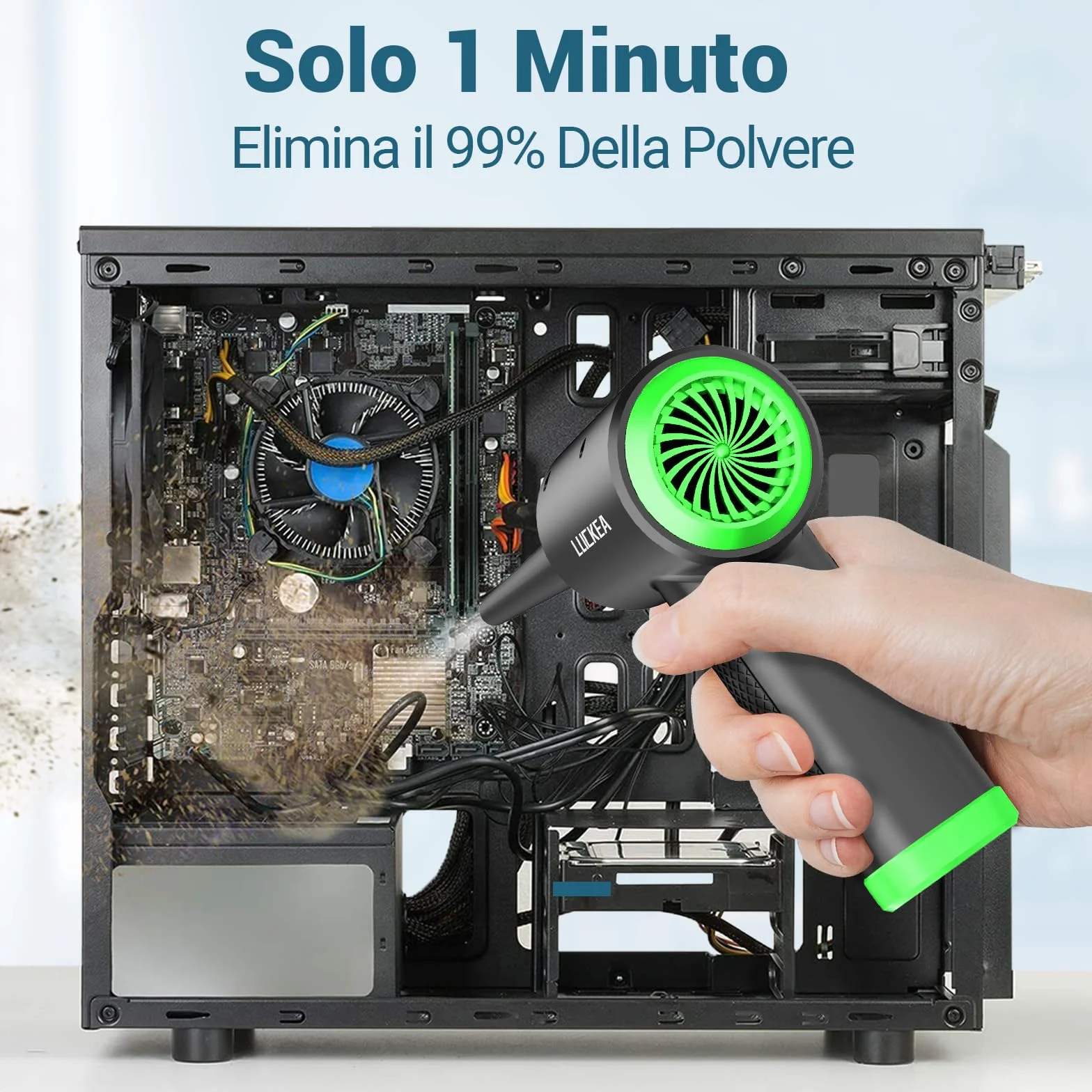 Soffiatore PC Aria Compressa Pulizia PC - Air Duster Depolveratore Elettrico per PC, 6000 mAh Batteria Soffiatore Aria Compressa per Tastiera, Elettronica, Bomba Aria Secca Pulizia PC