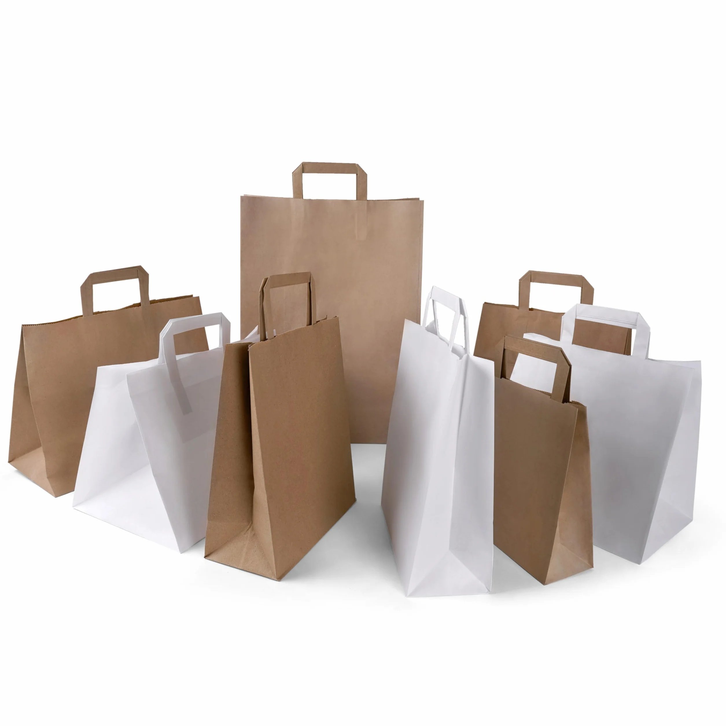 Inoverse 250 Borse in Carta Kraft con Manici, 26x17x25 cm Sacchetti Regalo Marroni