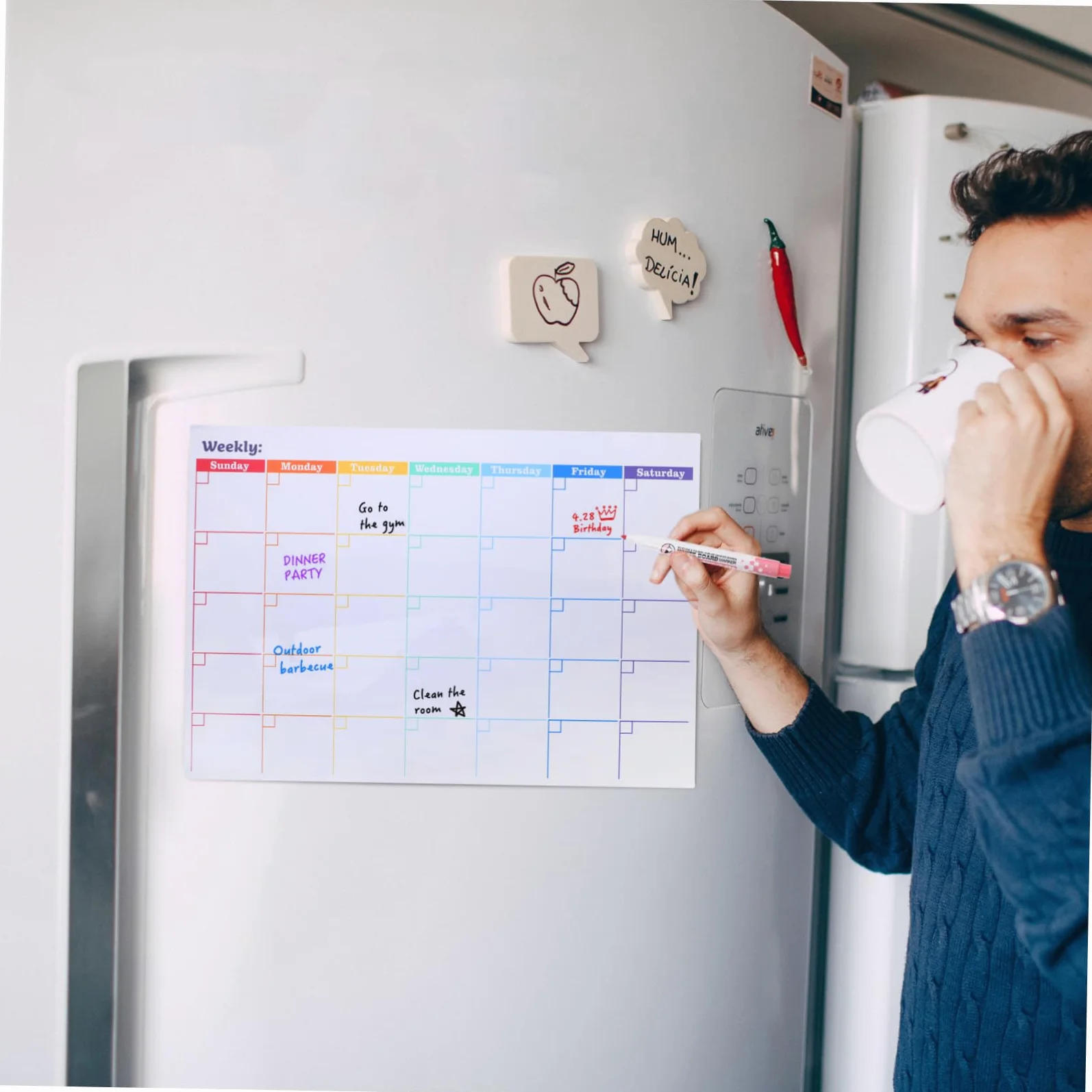 Ciieeo Lavagna Da Frigo Magnetica Calendario Cancellabile Secco Pianificatore Mensile Per Lavagna Bianca Calendario Magnetico Per Frigorifero