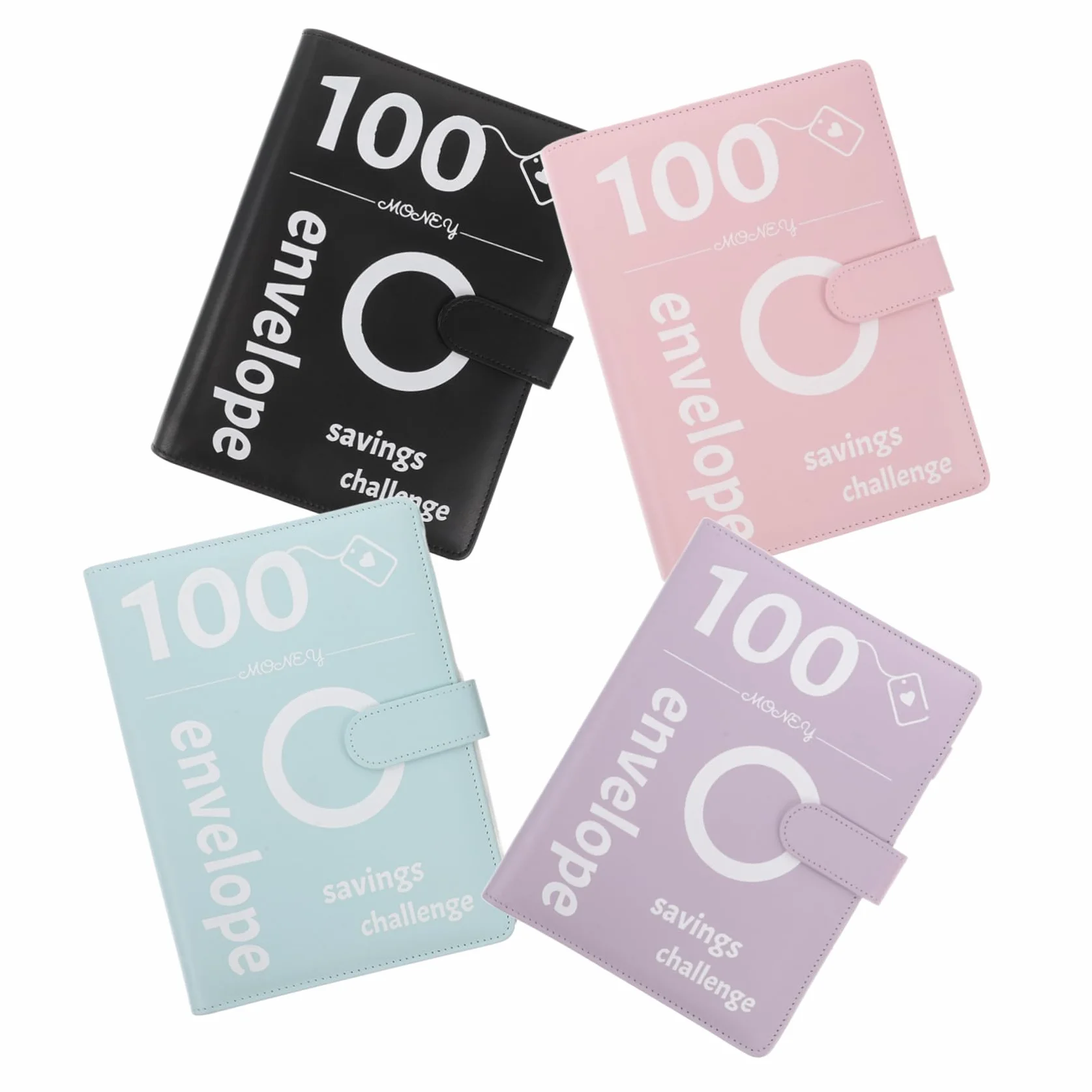 Raccoglitore Risparmio Denaro 4 Set Pu con Buste Trasparenti | Coppie, Plastica e Metallo, Design Elegante, Annotazione Attività Giornaliere