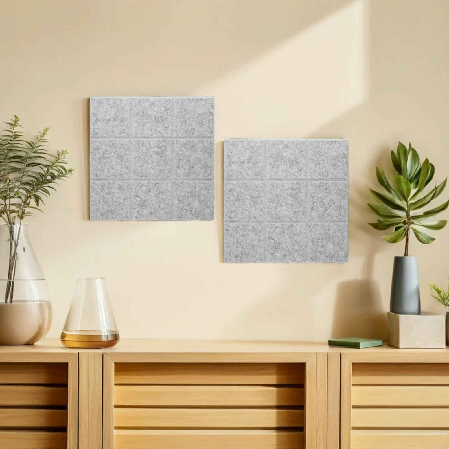 COHEALI 12 Pannelli Bacheca in Feltro Autoadesiva 30x30cm Grigio Chiaro Set da 12 Piastrelle per Bacheche da Ufficio e Casa Assorbimento Acustico per Organizzazione e Decorazione