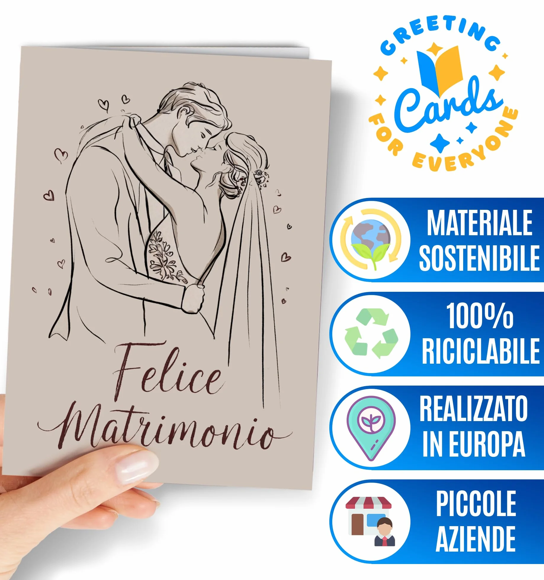 Biglietti Auguri Matrimonio con Busta Regali Sposi Nozze