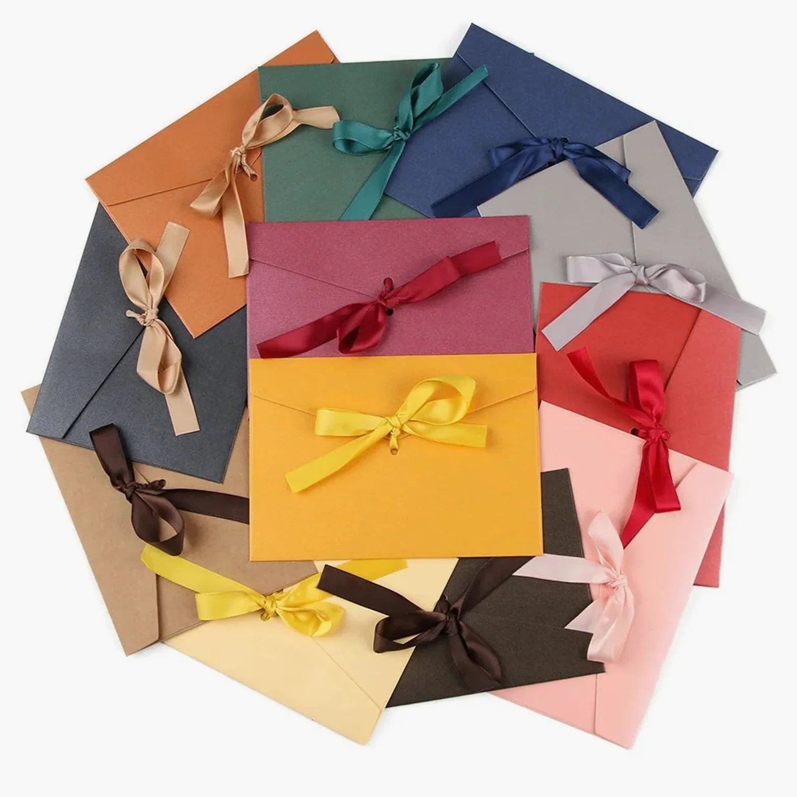 15 pz/set Creativo Arco Busta Retro Sacchetti di Biglietti Auguri Multicolor Perlescente Carta Avvolge Nastro Mailer for Il Matrimonio Invitato Per Inviti(S)