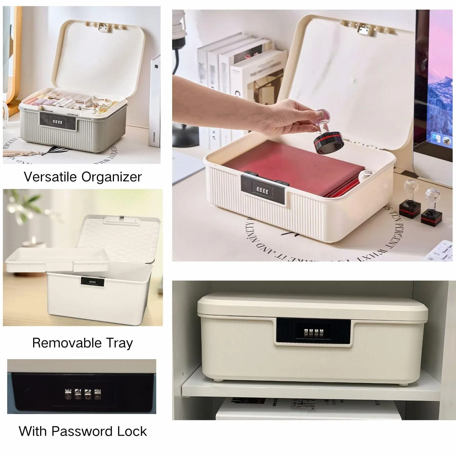 Organizzatore File con Chiusura con Password Contenitore Sicurezza impilabile con Serratura da 9 Litri per Scatola archiviazione Documenti per Uso Domestico in Ufficio