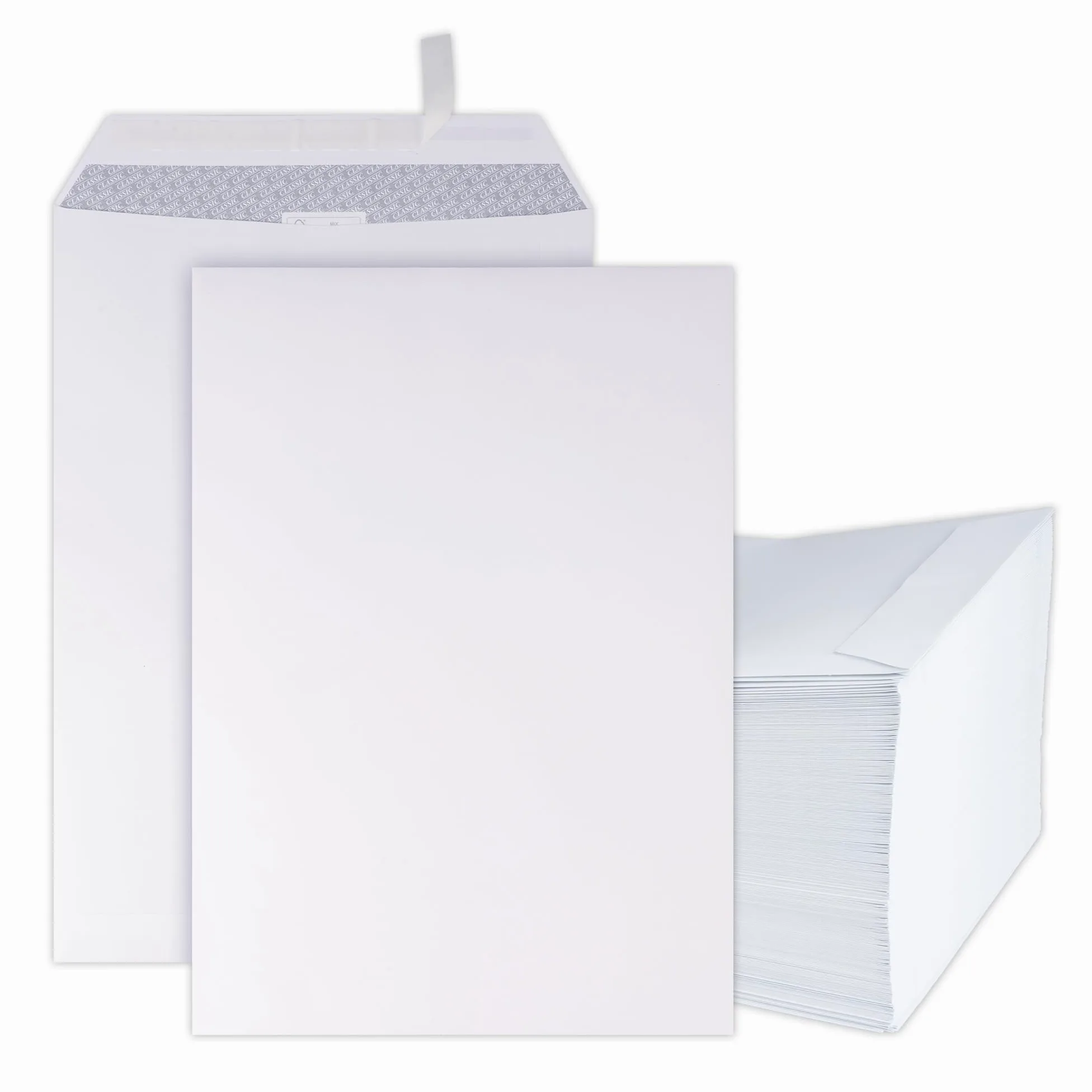 1000 buste B4 senza finestra, colore bianco, chiusura autoadesiva (chiusura adesiva), buste di carta per lettere, matrimoni, biglietti di auguri, inviti, fatture