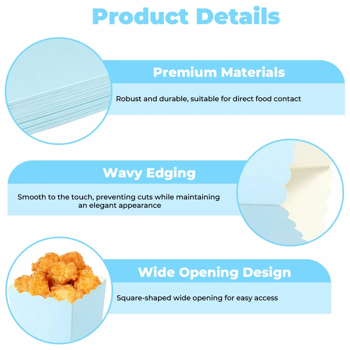 48 Pezzi Scatole di Popcorn 7,5x5,5x11 cm Sacchetti Pop Corn in Cartone Blu Festa Compleanno Cinema