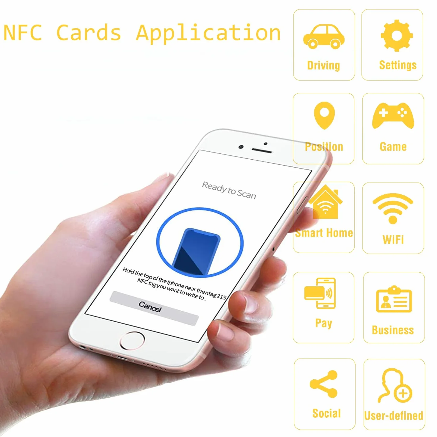 Biglietti da visita NFC ibridi 13,56 MHz chip 215 metallo PVC oro spazzolato confezione da 5