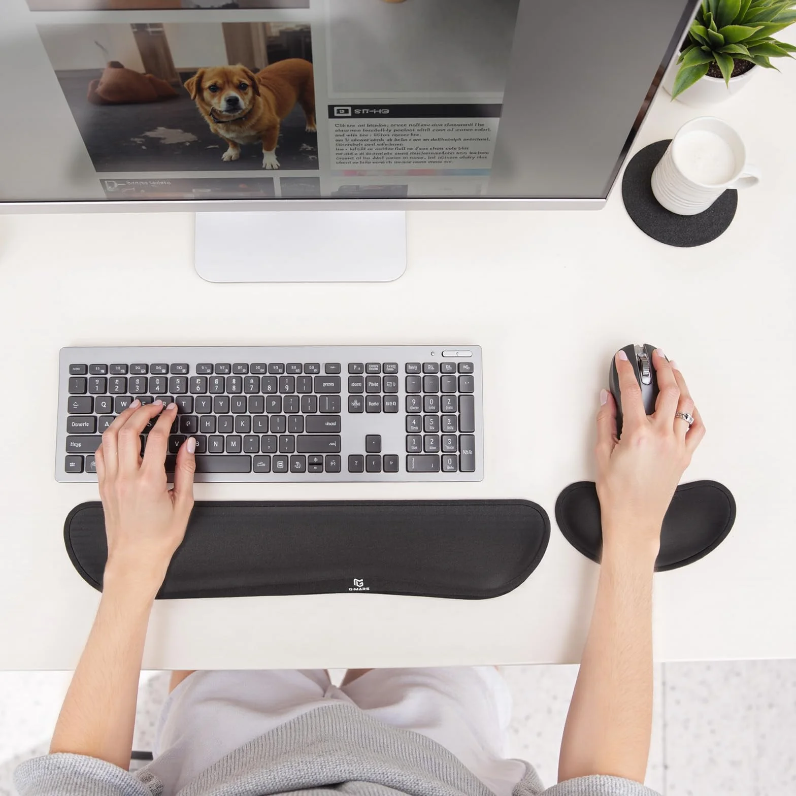 Gimars Poggia Polsi Mouse Tastiera Ergonomico Schiuma Memoria Gel Supporto Mouse Poggiapolsi per Alleviare Dolore Digitazione Gaming Ufficio Nero