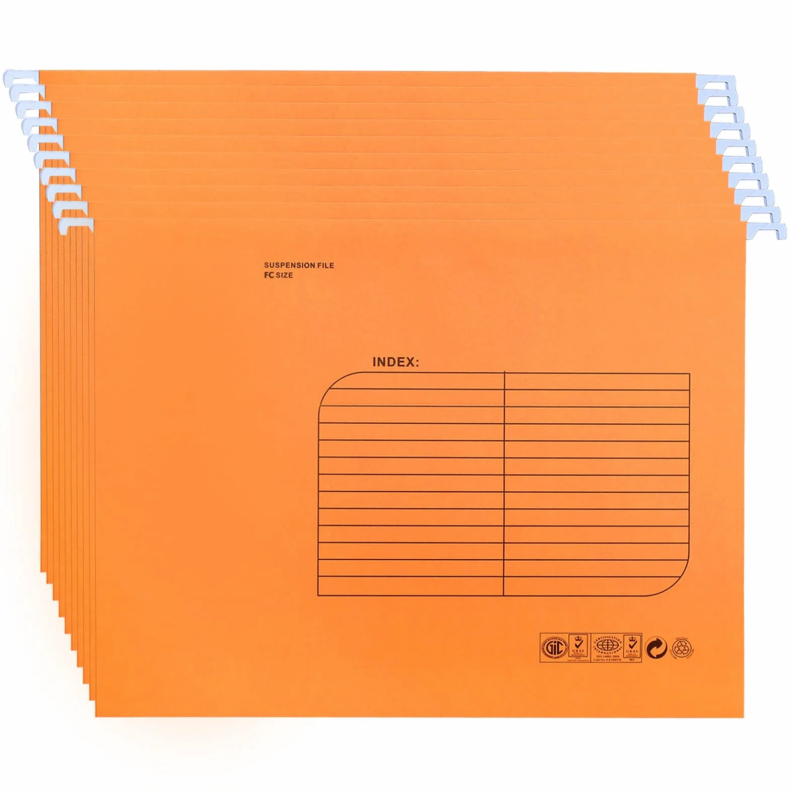 25 Pezzi Cartelle Sospese Foolscap, Cartelline da Appendere con Linguette e Inserti per Ufficio, Scuola, Casa, Organizzazione(Arancione)