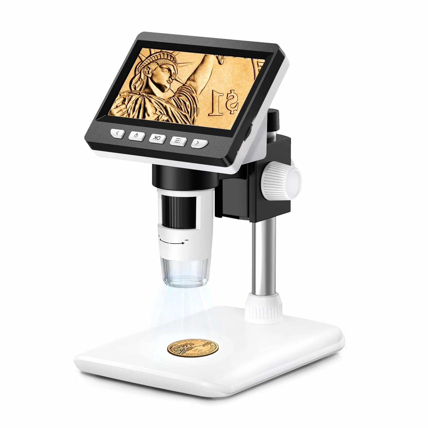 Microscopio Digitale 4,3 Pollici 8 LED 50-1000X per Bambini e Adulti