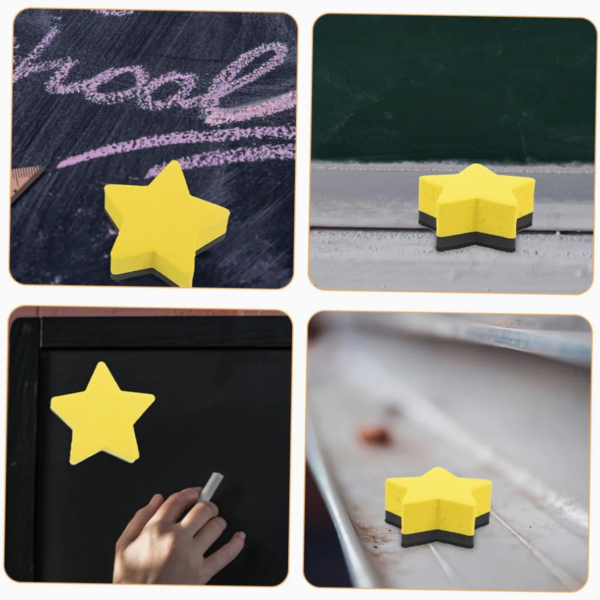 ARTIBETTER 4 Set Gomma Pentagramma Alunno Lavagna Bianca Cancellabile A Secco Magnetico Pulire Gomme Cancellabili A Secco Per La Classe Gomme Di Classe Panno in Feltro Giallo 15 Pezzi * 4