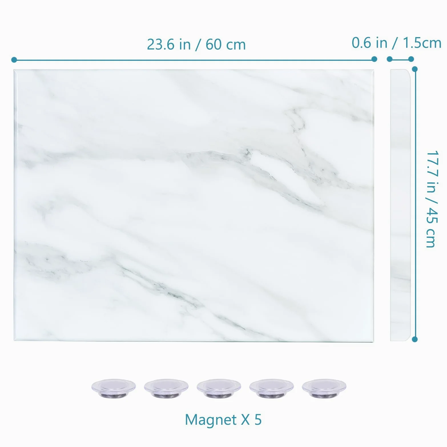 Okydoy - Lavagna magnetica cancellabile a secco con stampa effetto marmo bianco, 45 x 60 cm, lavagna bianca decorativa da parete con design, lavagna cancellabile a secco senza cornice, magneti inclusi
