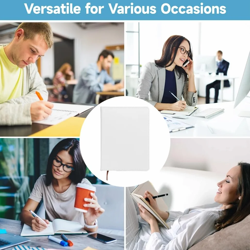 6 quaderni vuoti a sublimazione, formato A6, copertina rigida, in poliuretano, con 100 fogli, per prendere appunti, pianificare, scrivere diari, forniture scolastiche e ufficio