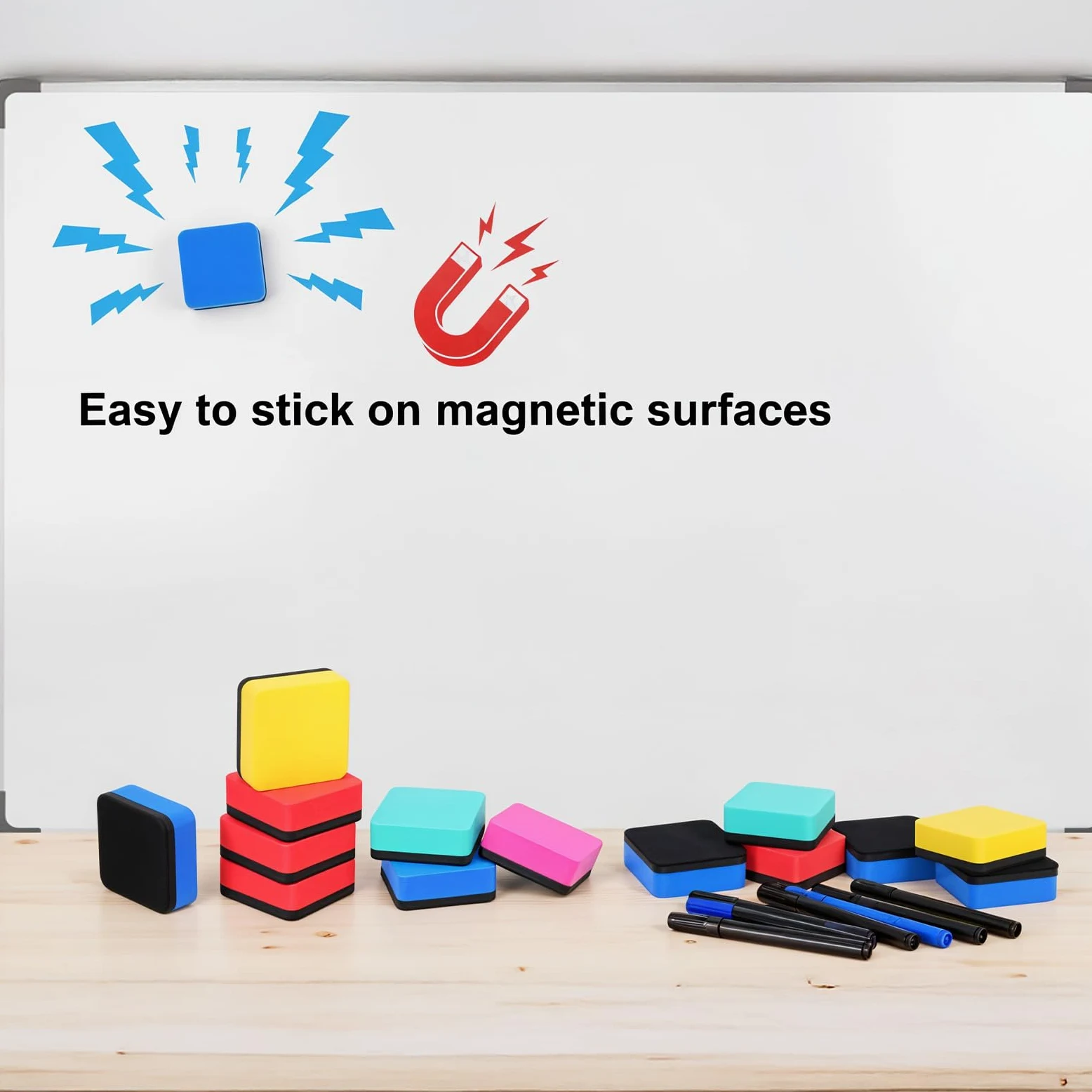 Confezione da 100 mini gomme magnetiche cancellabili a secco, a forma di cubo, in 5 colori, per la casa e l'ufficio