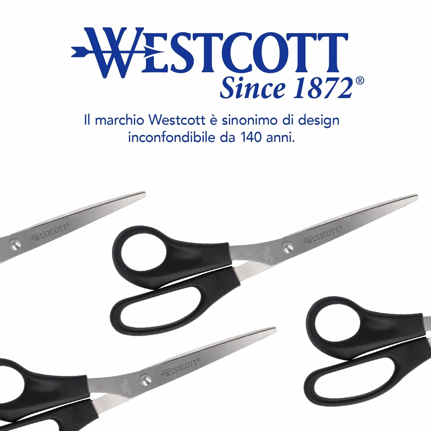 Forbici Westcott 8" (20,3 cm) nere per mancini, ufficio, lama extra affilata, acciaio inossidabile