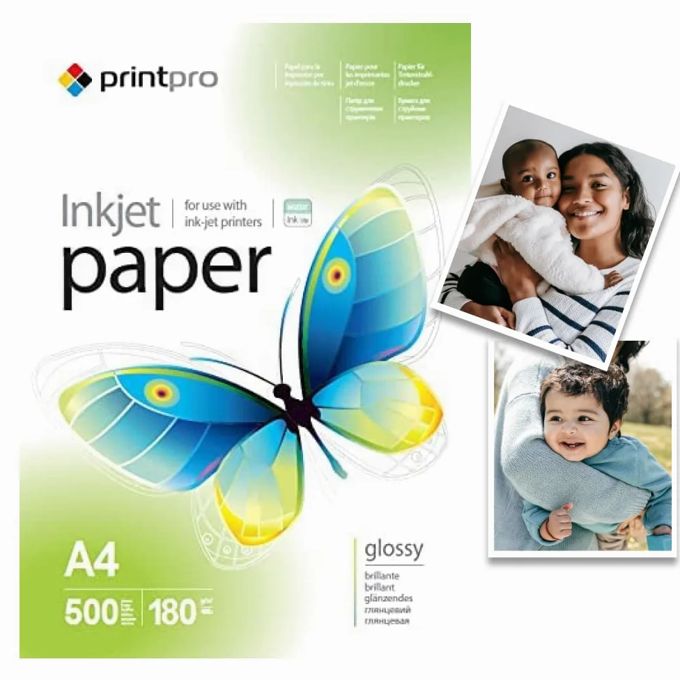 Carta fotografica PrintPro di COLORWAY ad alta lucentezza DIN A4 180g/m² 500 fogli Asciugatura istantanea Impermeabile per tutte le stampanti a getto d'inchiostro