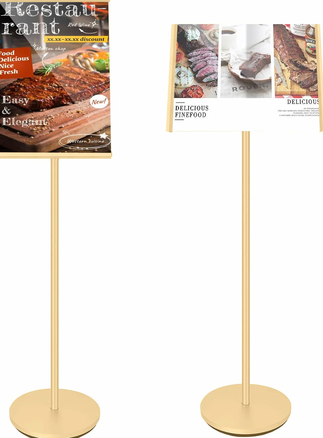A3 - Espositore per manifesti, Supporto regolabile per poster formato, Cartello da pavimento, Formato A3 (oro)