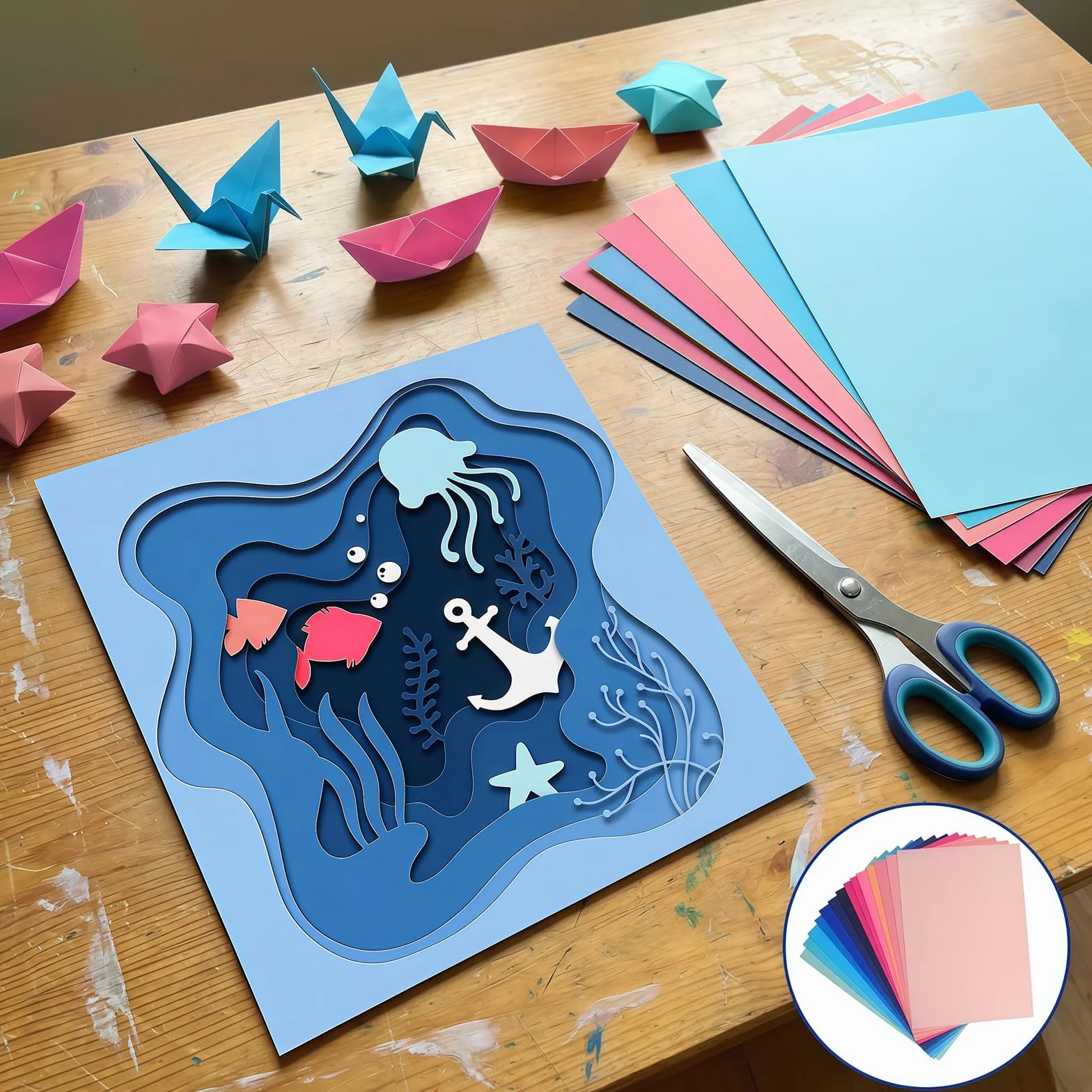 Cartoncino Colorato A4 14 tonalità Rosa Blu - Carta per Scrapbooking doppia faccia