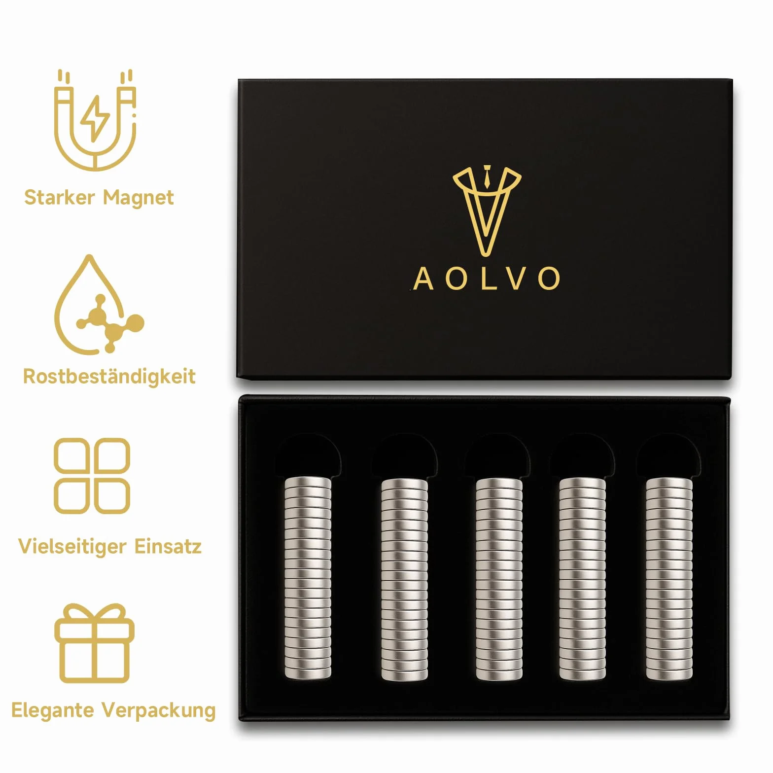 Magneti per stecche colletto in metallo 10×2 mm, potenti magnetiche confezione regalo