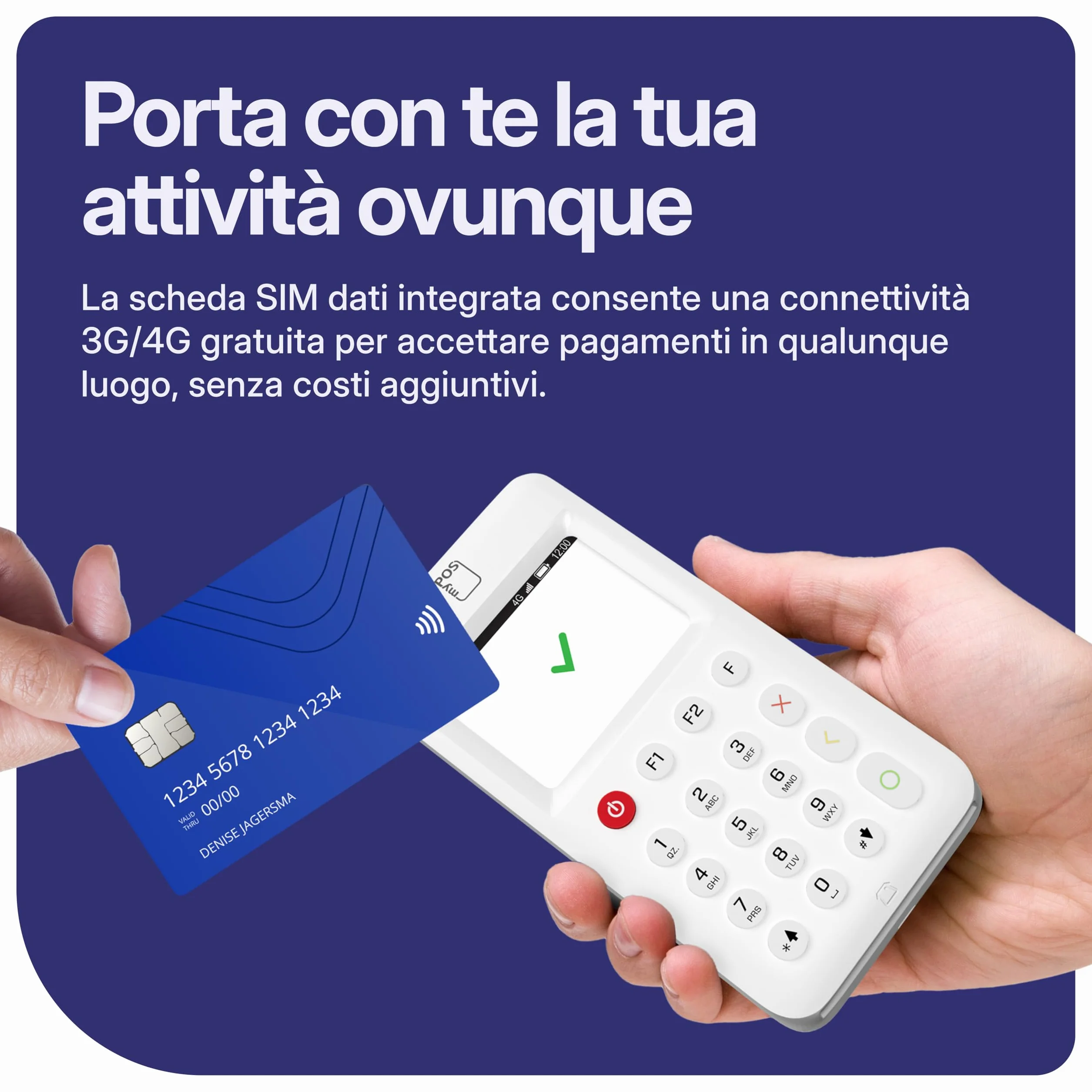 Go 2 | Terminale POS Portatile | Pagamenti Contactless, Chip&pin e Magstripe