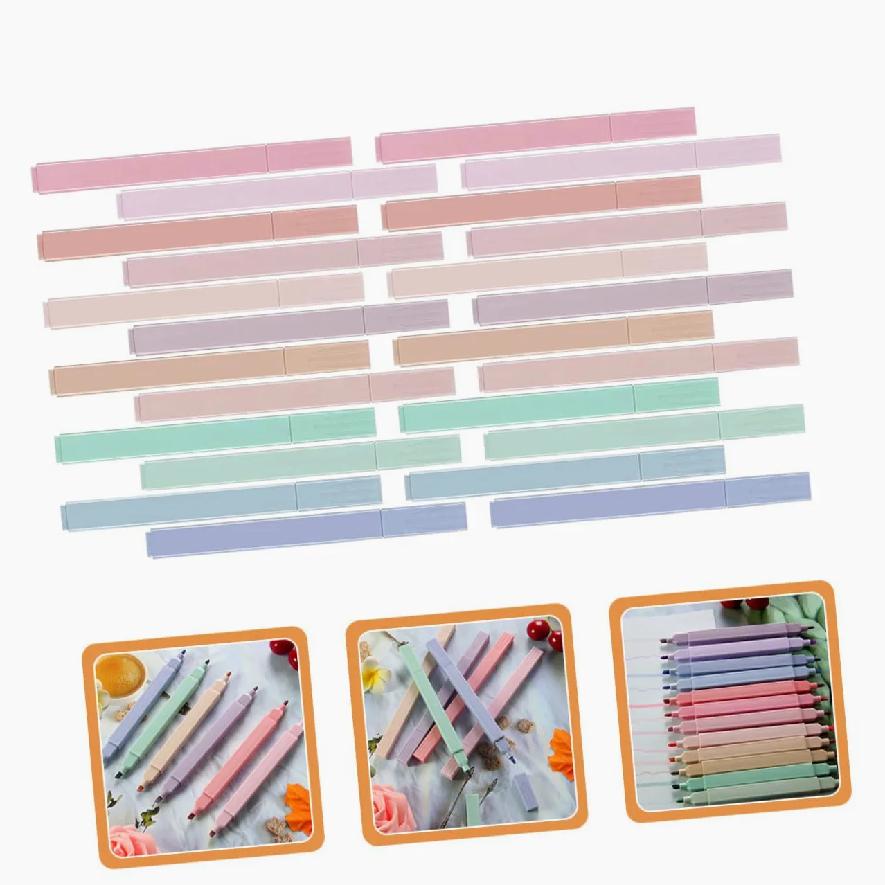 24 Pennarelli Evidenziatori A Doppia Testa Penne Colorate Fluorescenti Pennarelli Per Disegno E Pittura Per Scuola