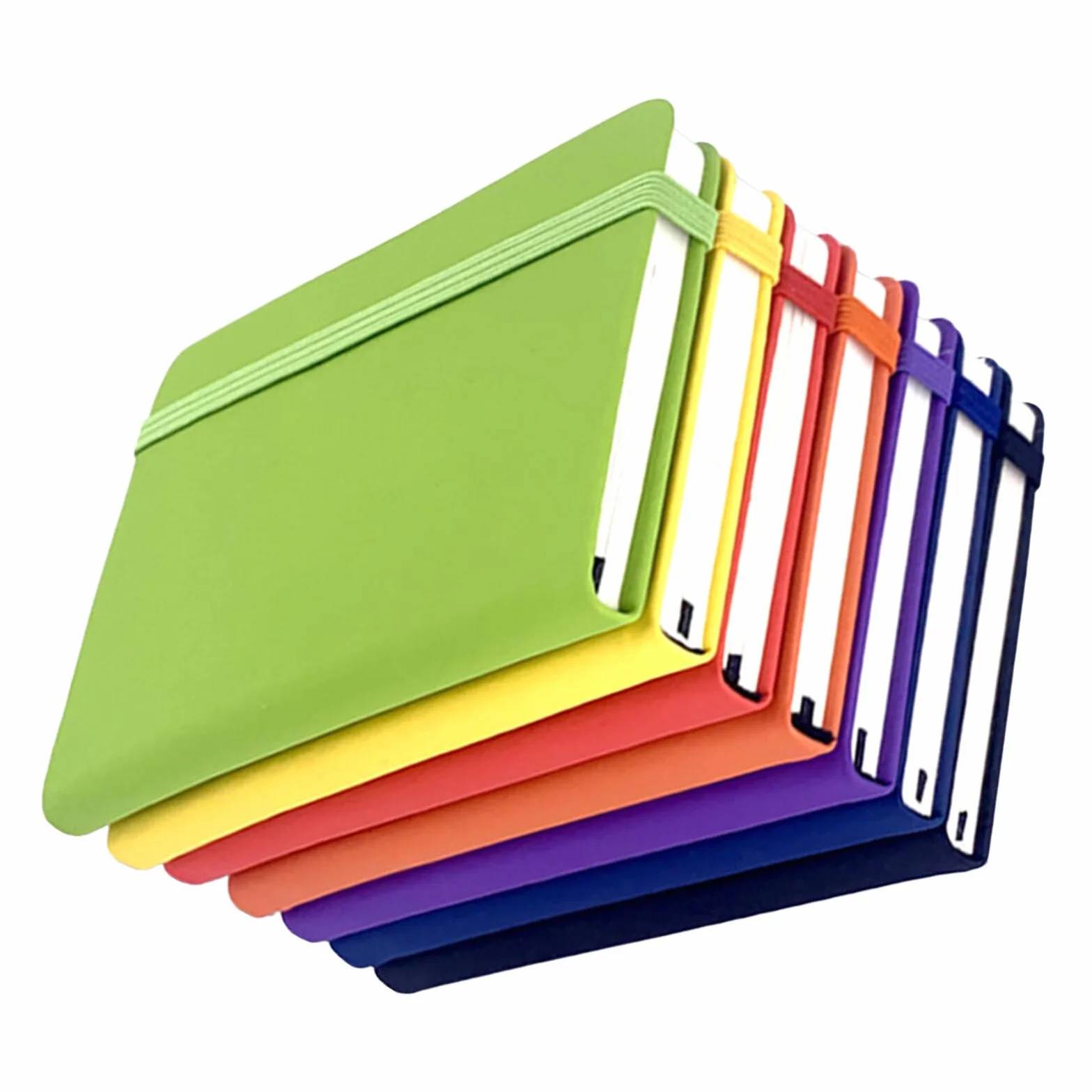 SOIMISS Set 7 Quaderni A6 con Copertina in Pu Colorata, Diario Tascabile a Righe con Elastico, Blocchi Memo Portatili per Appunti Scolastici e Ufficio, Formato Compatto per Borsa e Zaino