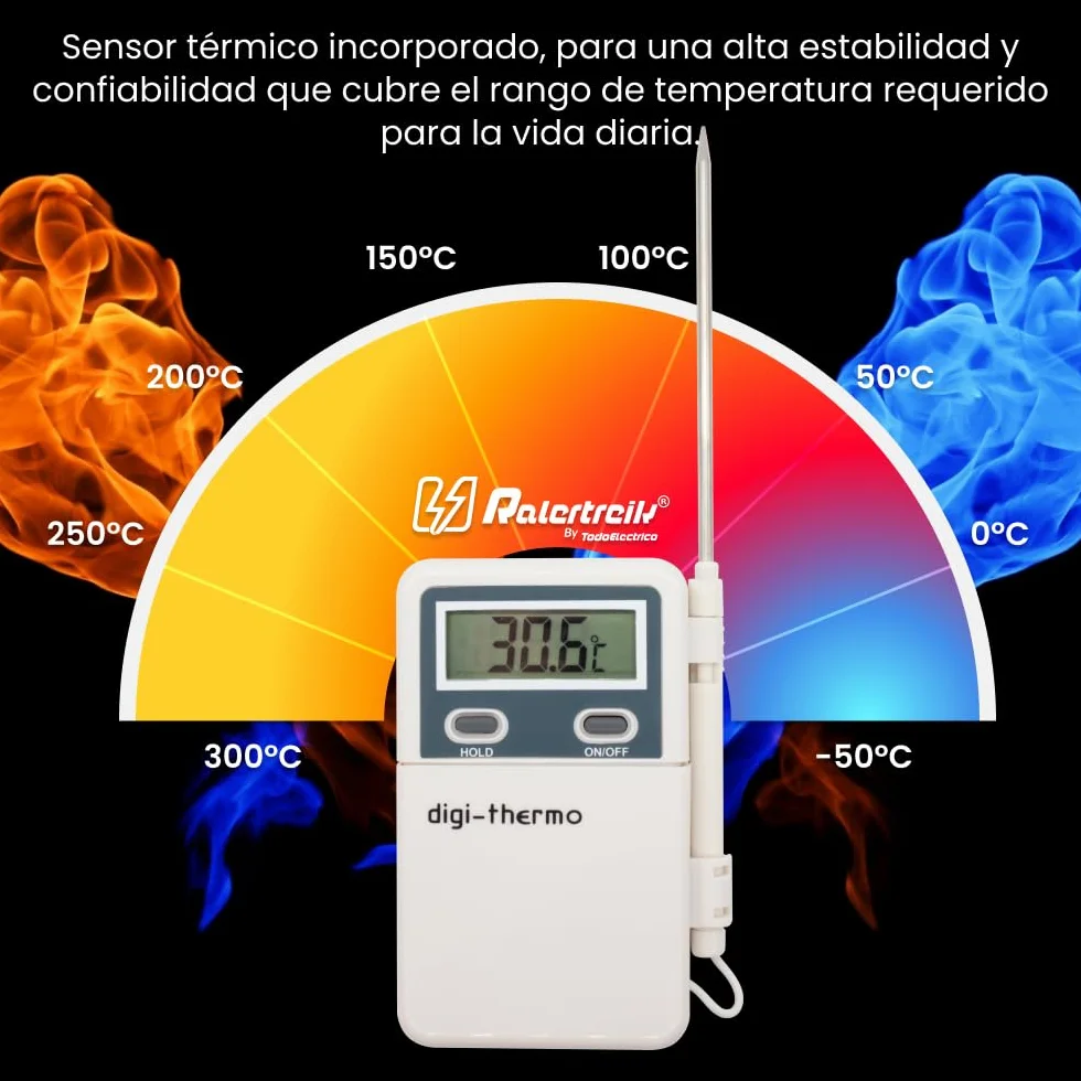 Termometro digitale portatile con sonda -50° +300°C per aria condizionata e cucina