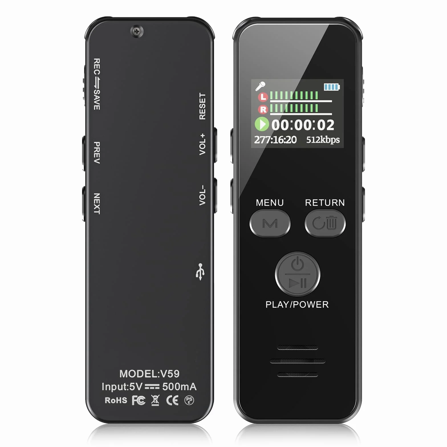 60ORE Registratore Vocale, 64GB Custodia in Metallo, con Attivazione Vocale e Password, USB C Registrazione Audio per Conferenze Riunioni Colloqui Classe