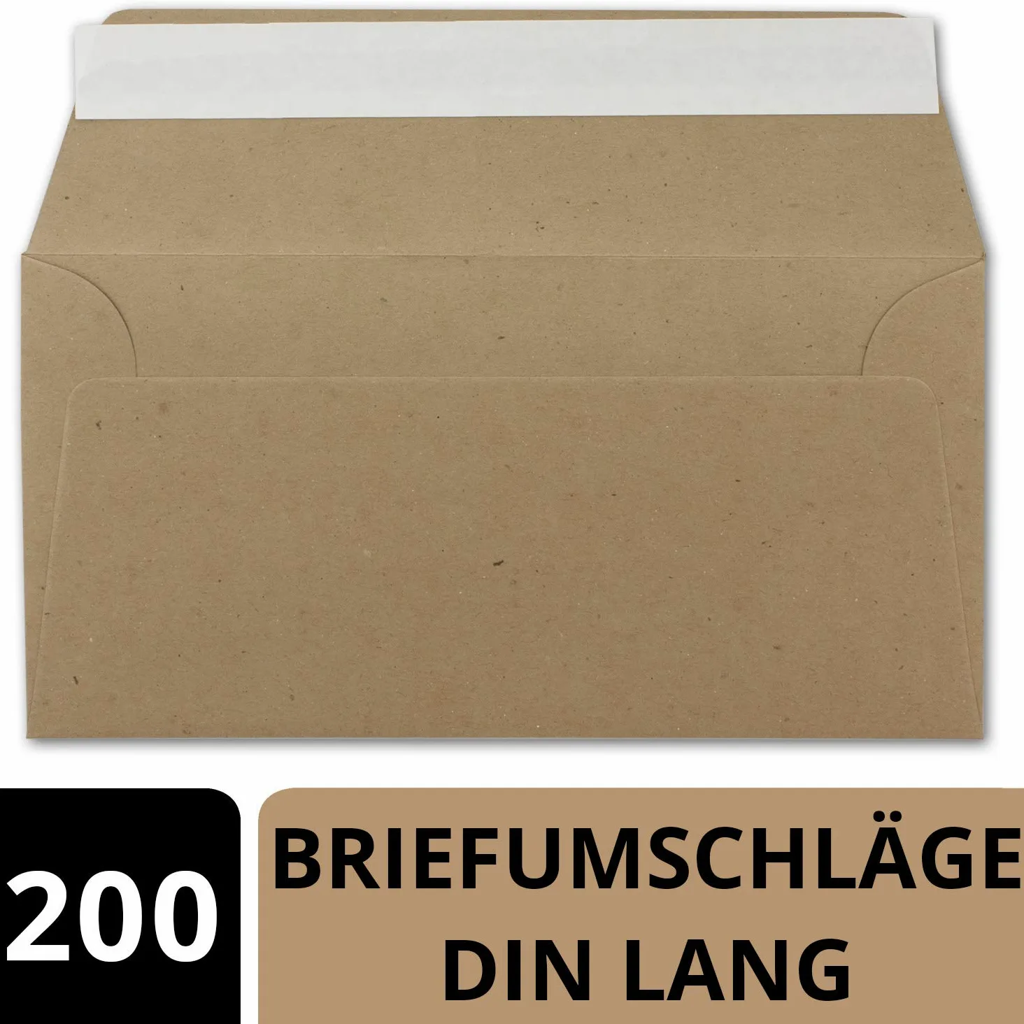 NEUSER PAPIER - 200 buste in carta kraft formato DIN lungo, 11 x 22 cm, 120 g/m², senza finestra, in carta riciclata, colore: marrone, ecologiche