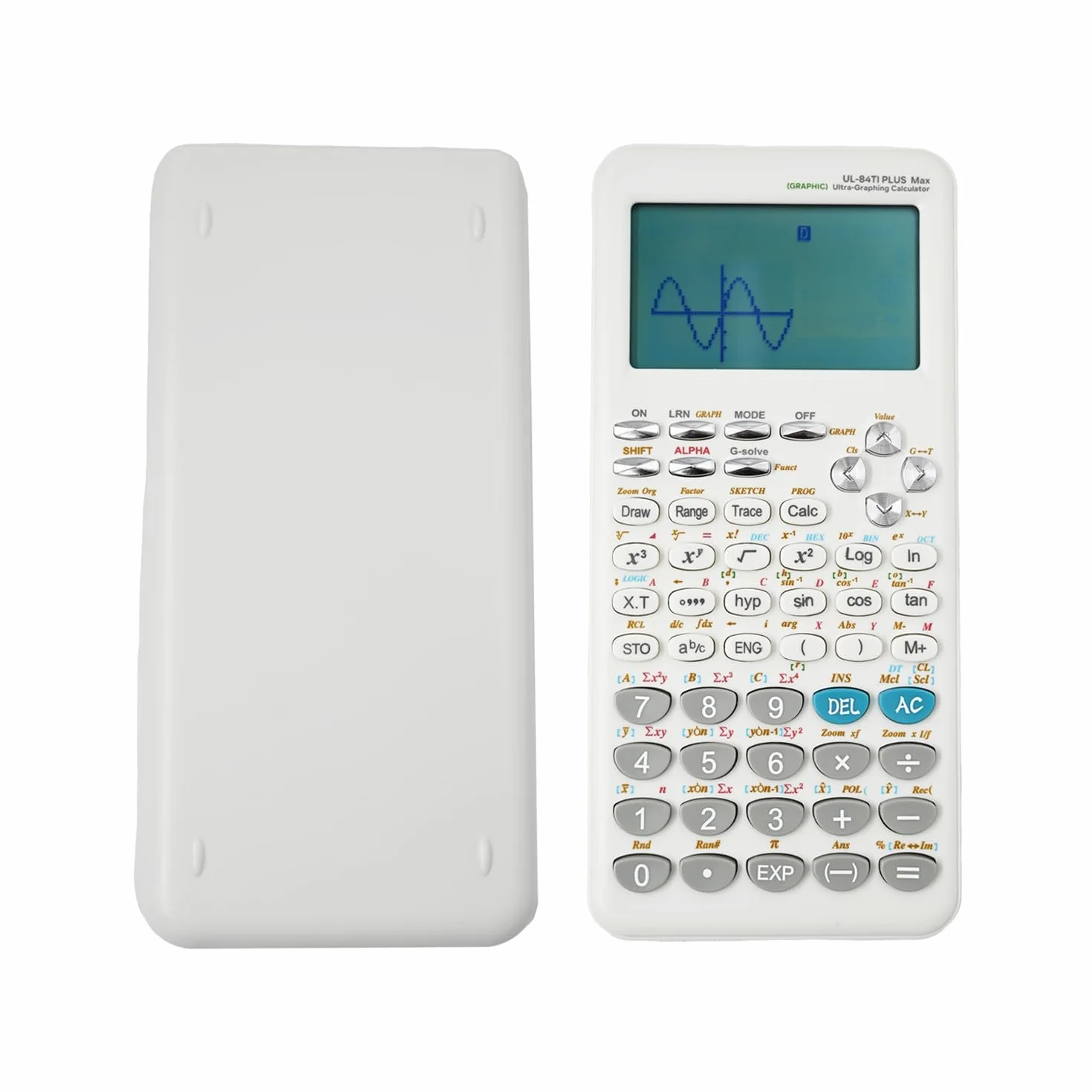 Calcolatrice grafica scientifica con 360 funzioni - per grafica, statistica, algebra e calcolo, display 10+2 cifre, ideale per studenti e ufficio (bianco)