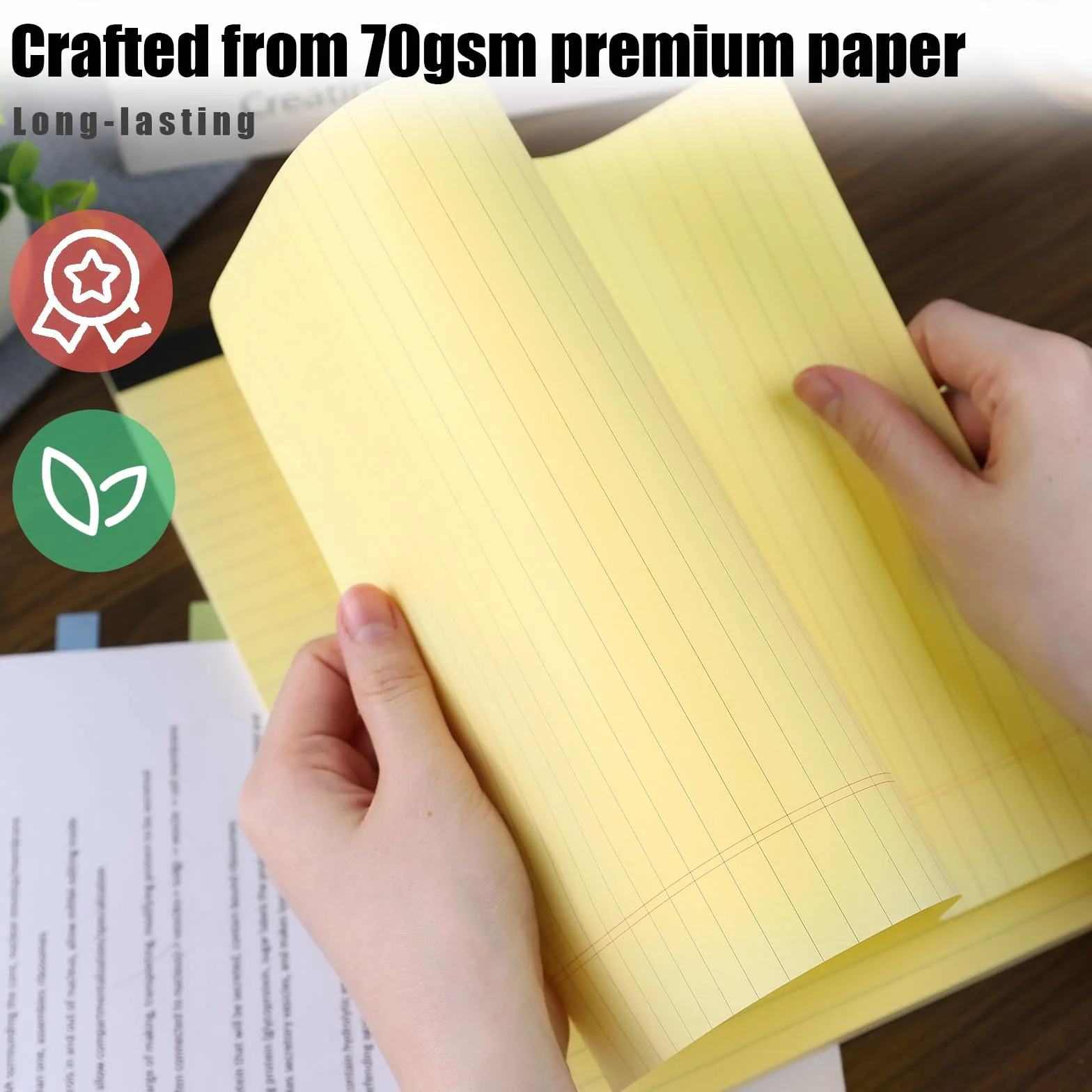 Koogel 2 blocchetti legali 21,5x28 cm 45 fogli a righe larghe perforati carta gialla per studenti studio ufficio