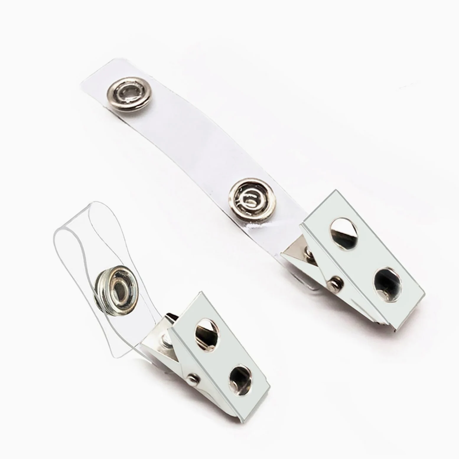 400 clip in metallo di alta qualità con cinghie in PVC trasparente per carte d'identità, porta badge, targhette con nome, badge da lavoro