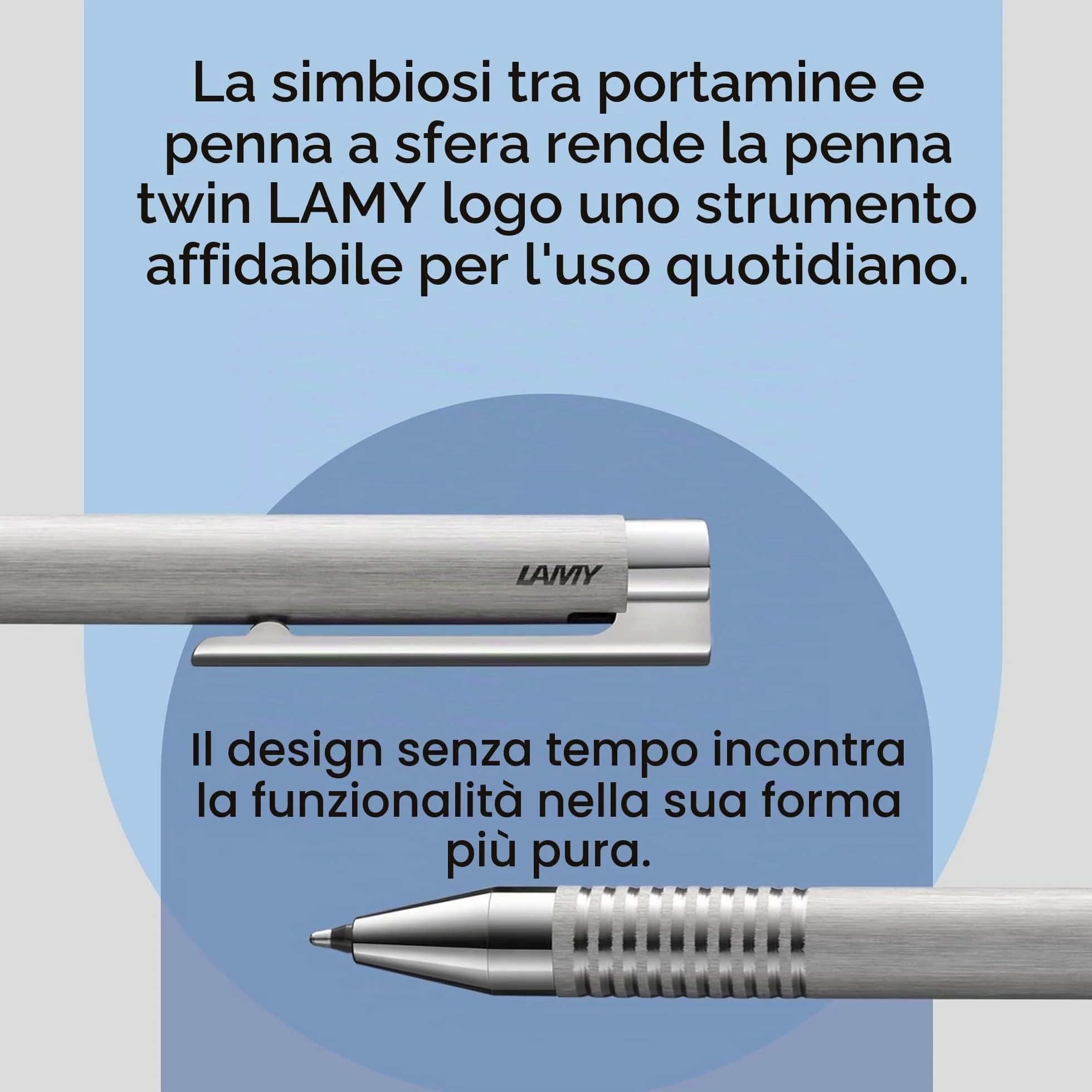 Lamy Logo Twin, penna multifunzione con custodia in pelle, set portamine e penna a sfera in uno, con mina M 21, colore nero e mina fine M 41 (0,5 mm)