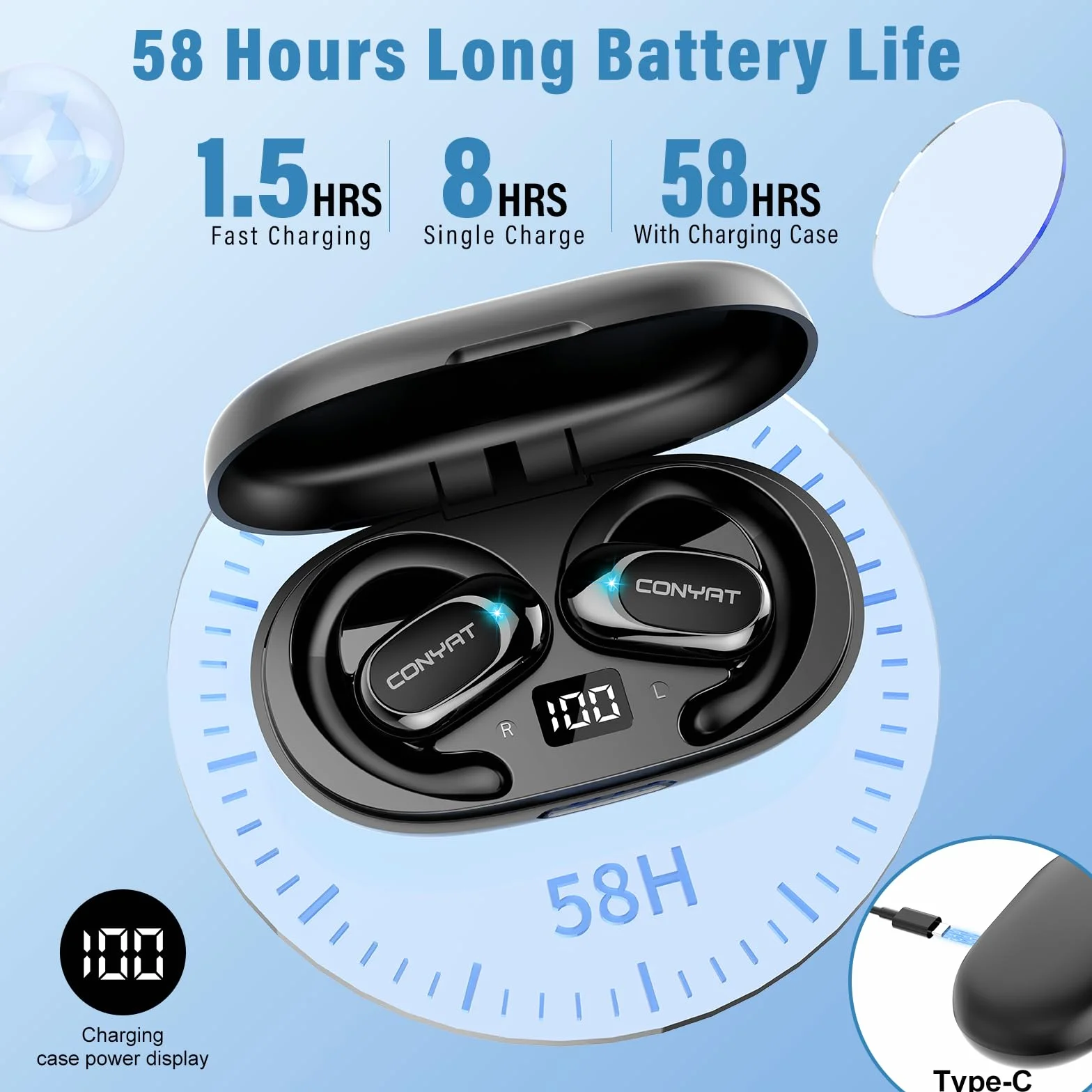 AI Cuffie Traduzione, Bluetooth 5.4 Auricolari traduttori in Tempo reale con 164 Lingue, 58 Ore Open-Ear Cuffie Traduttore Simultaneo Vocale con 7 Modalità per Viaggi, Studio, Affari, Nero