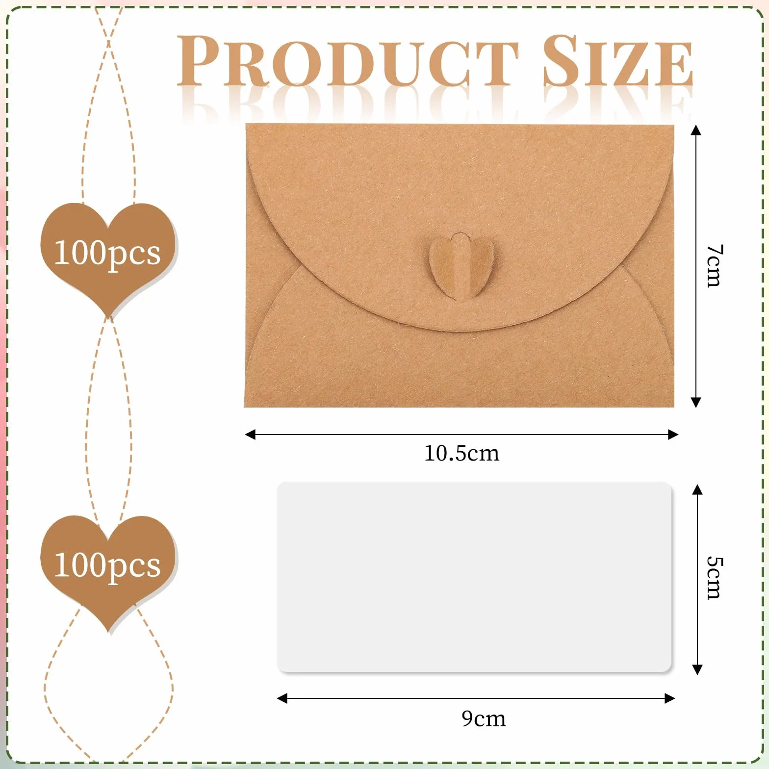 Buste di Carta Kraft 10.5x7cm con Carte Bianche, Chiusura a Cuore Farfalla per Regali Fai da Te