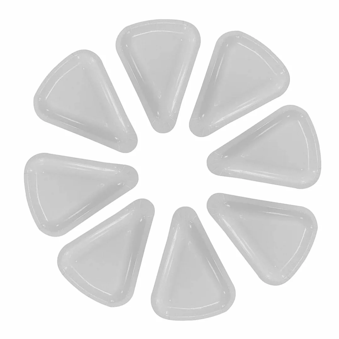 MAQA Piatti pizza triangolari 26.5x20 cm Piatto trancio di pizza in cartoncino bianco Vassoio in carta per alimenti asporto 1/8 pizza