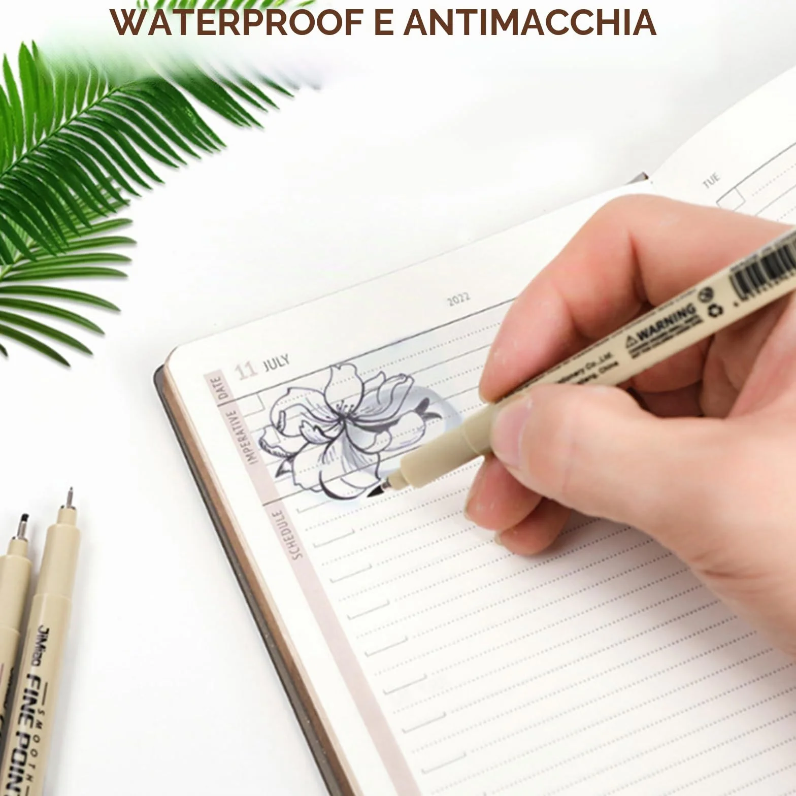 Set di 12 penne fineliner Rierousy Micron nero impermeabili per illustrazioni schizzi