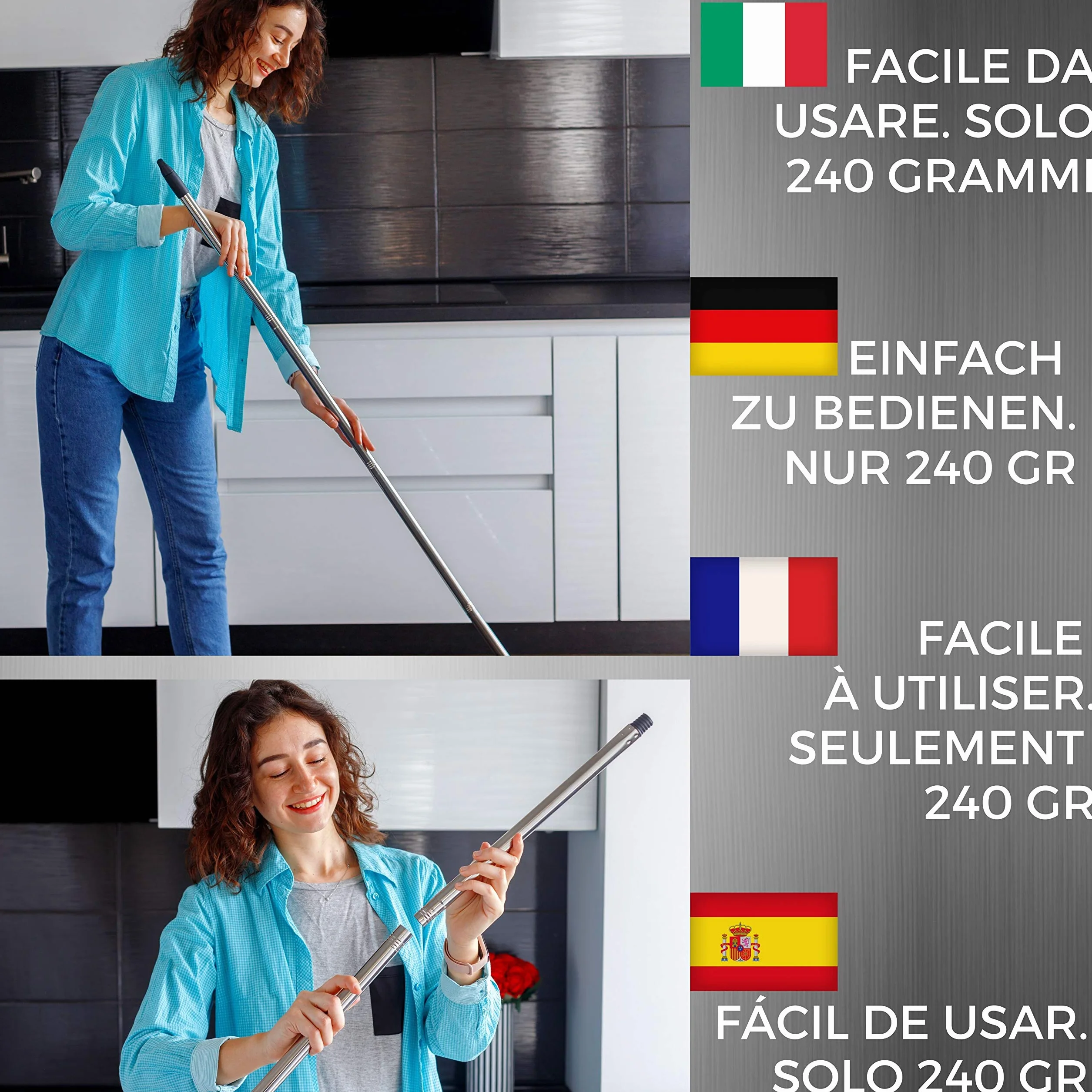 Manico scopa universale avvitabile allungabile