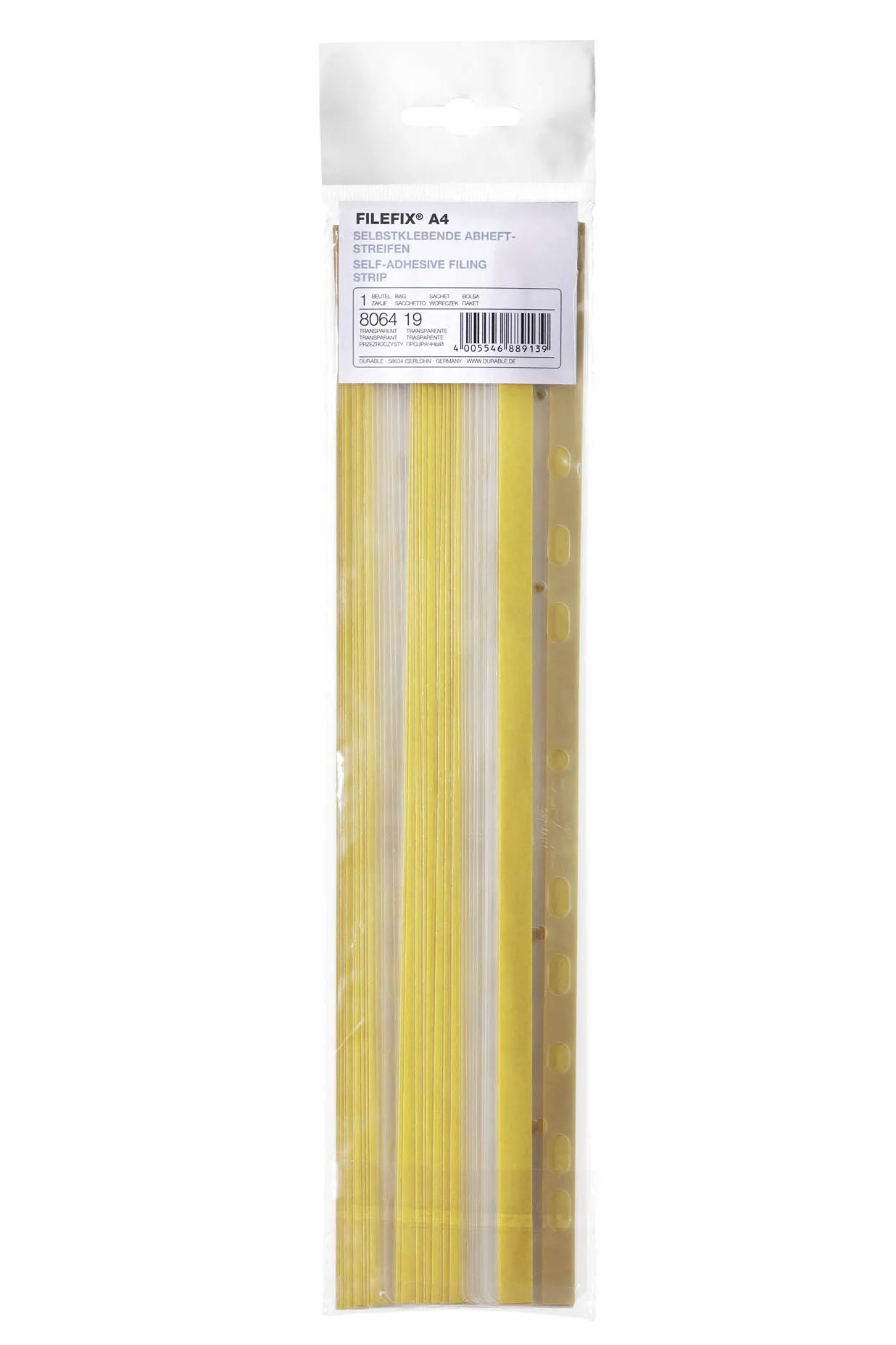 Filefix striscia adesiva foratura universale per documenti non forati A4 25x295 mm trasparente confezione 100 pezzi